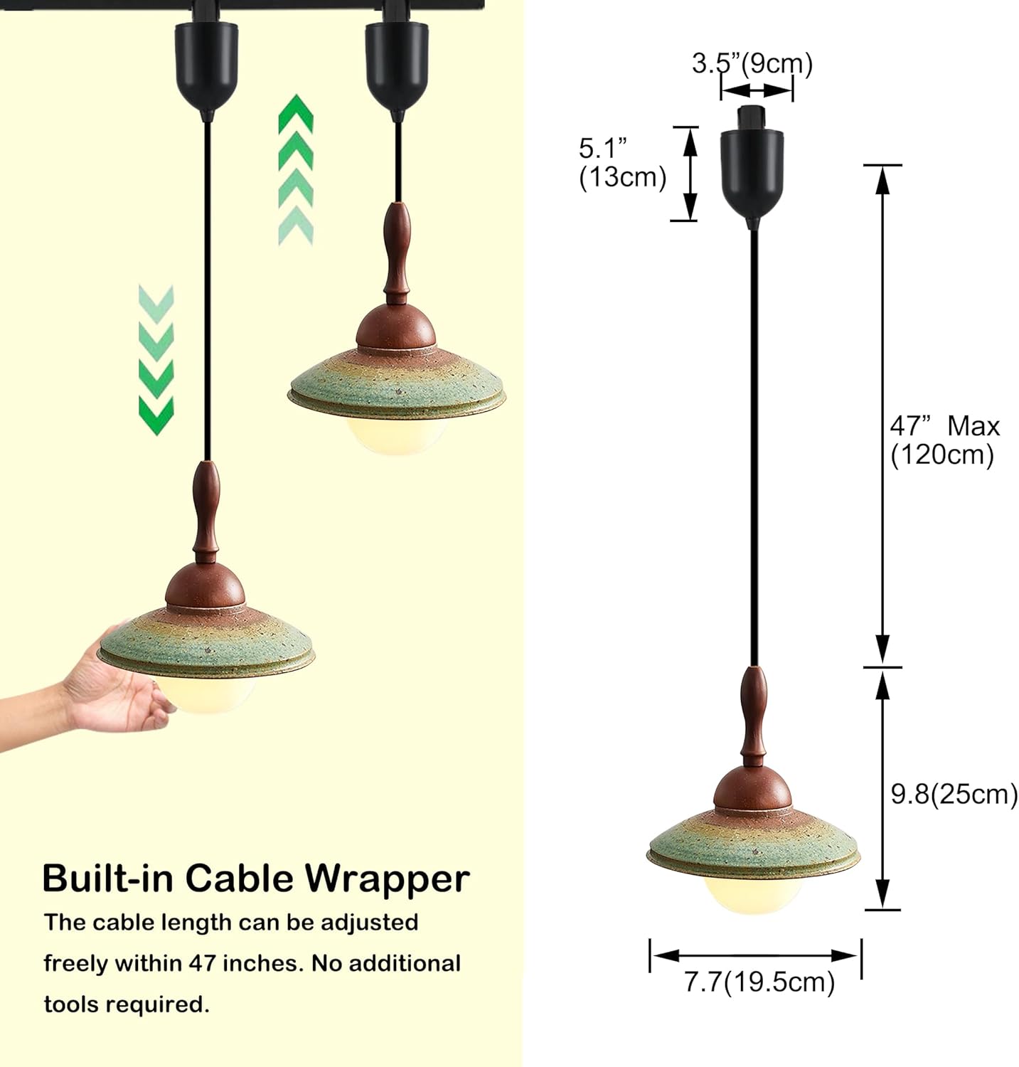 Kiven L Style 2-Wire Track Pendant Light with Ceramic Shade 1