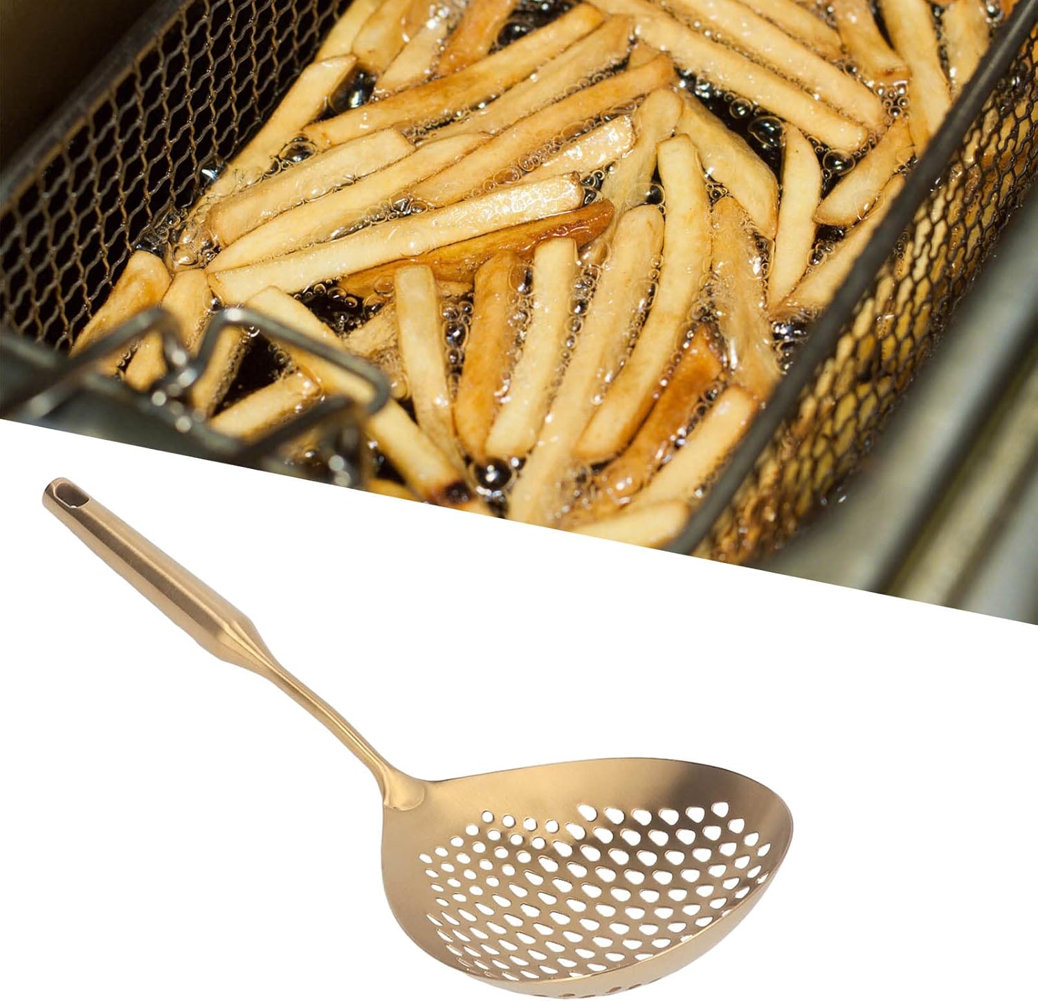 Cryfokt Gold Skimmer Ladle with Long Handle