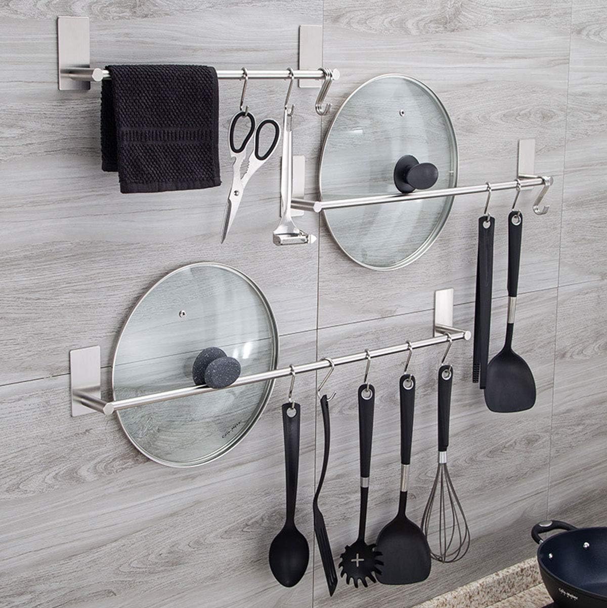 Ulifestar Bathroom Towel Bar Holder 3M Adhesive Brushed Nickel 22