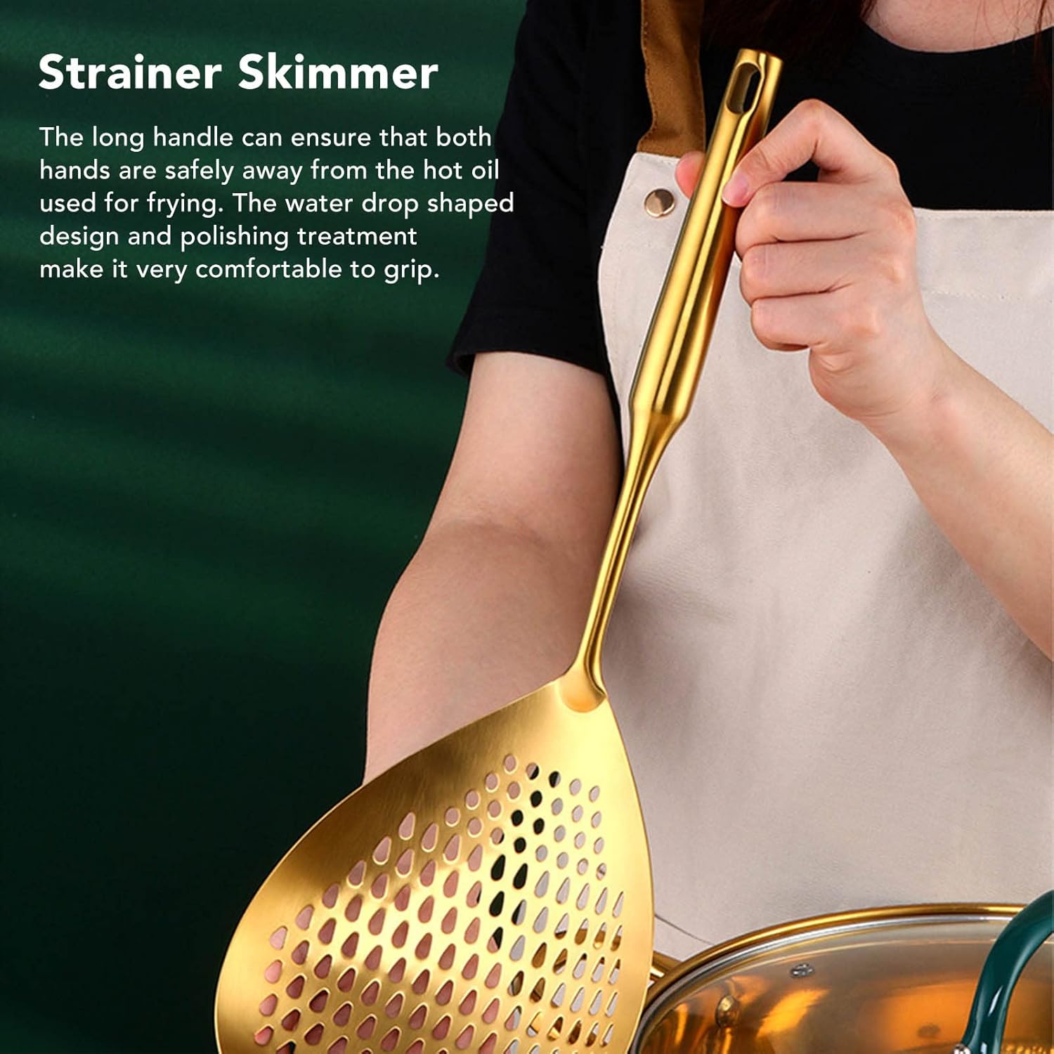 Cryfokt Gold Skimmer Ladle with Long Handle