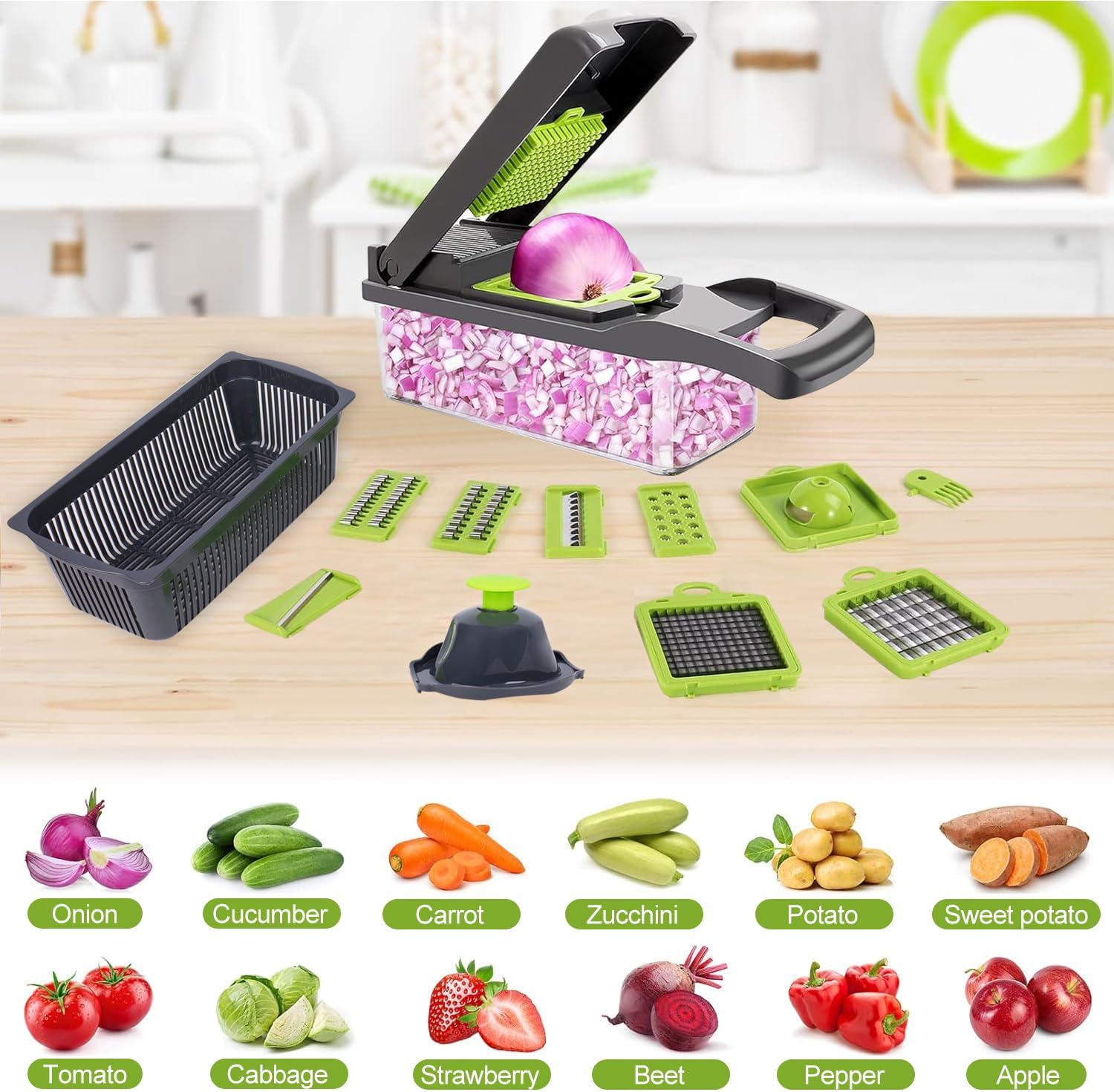 Zividodo 13 in 1 Vegetable Chopper With 8 Blades