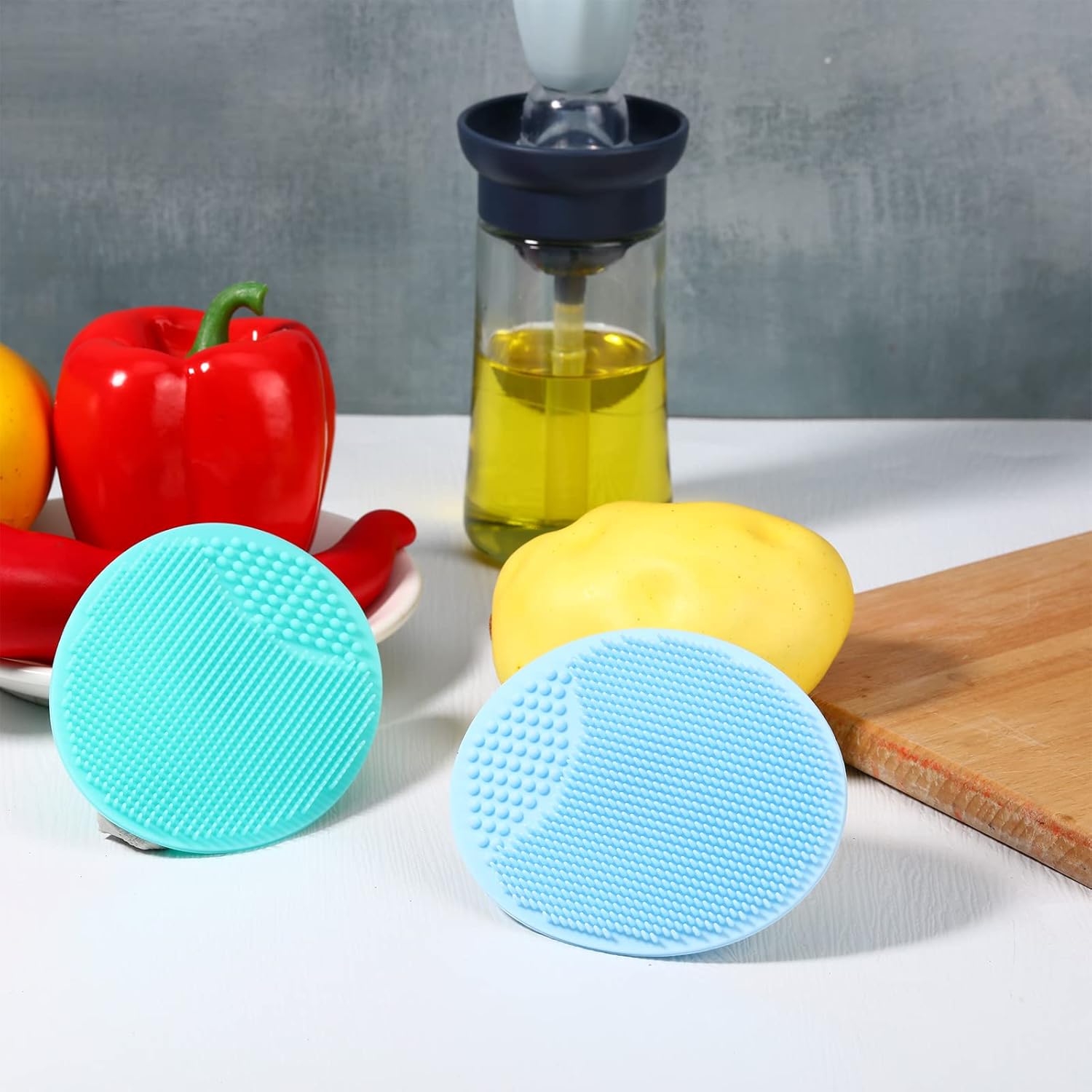 Yinkin 2 Pcs Silicone Vegetable Scrubber Set
