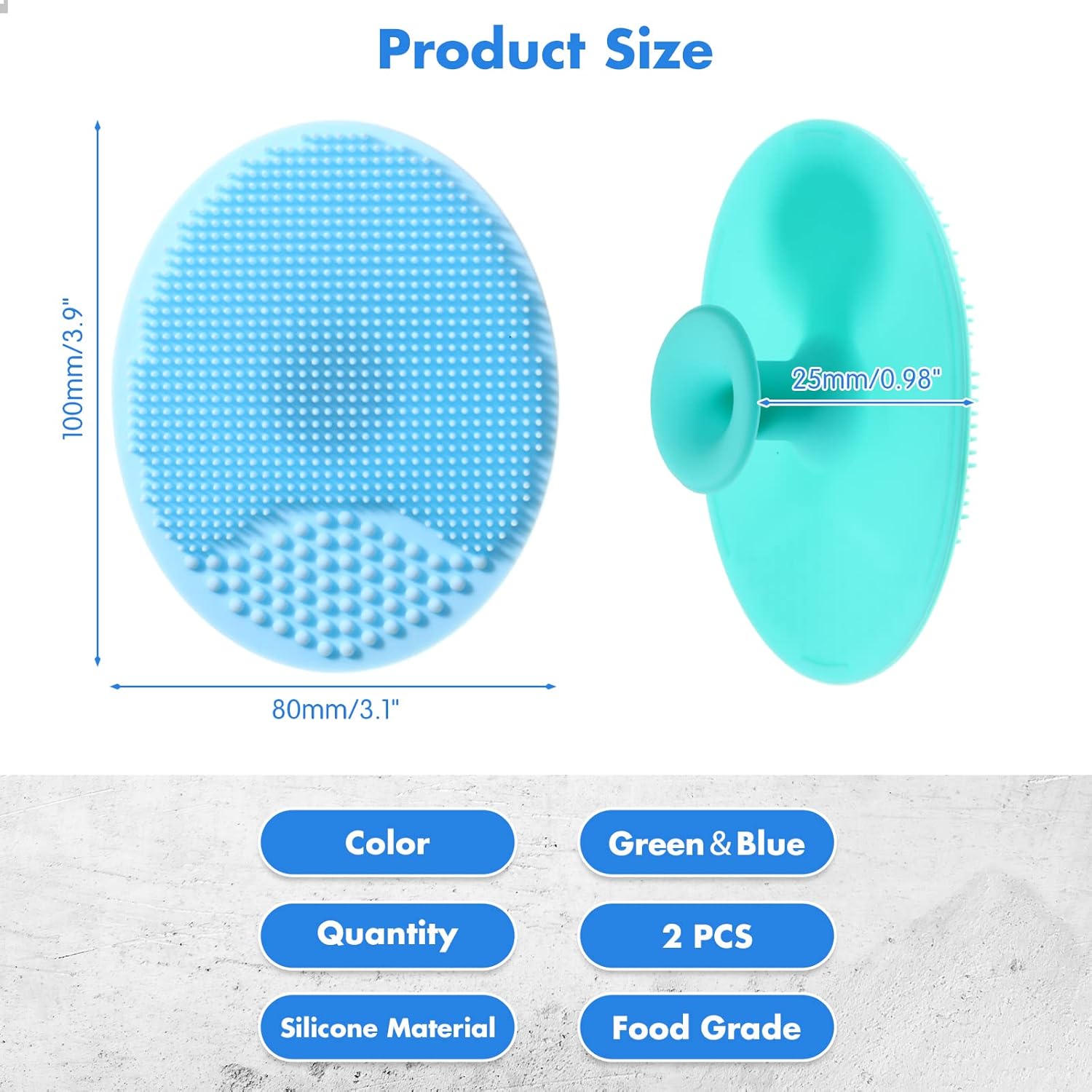Yinkin 2 Pcs Silicone Vegetable Scrubber Set