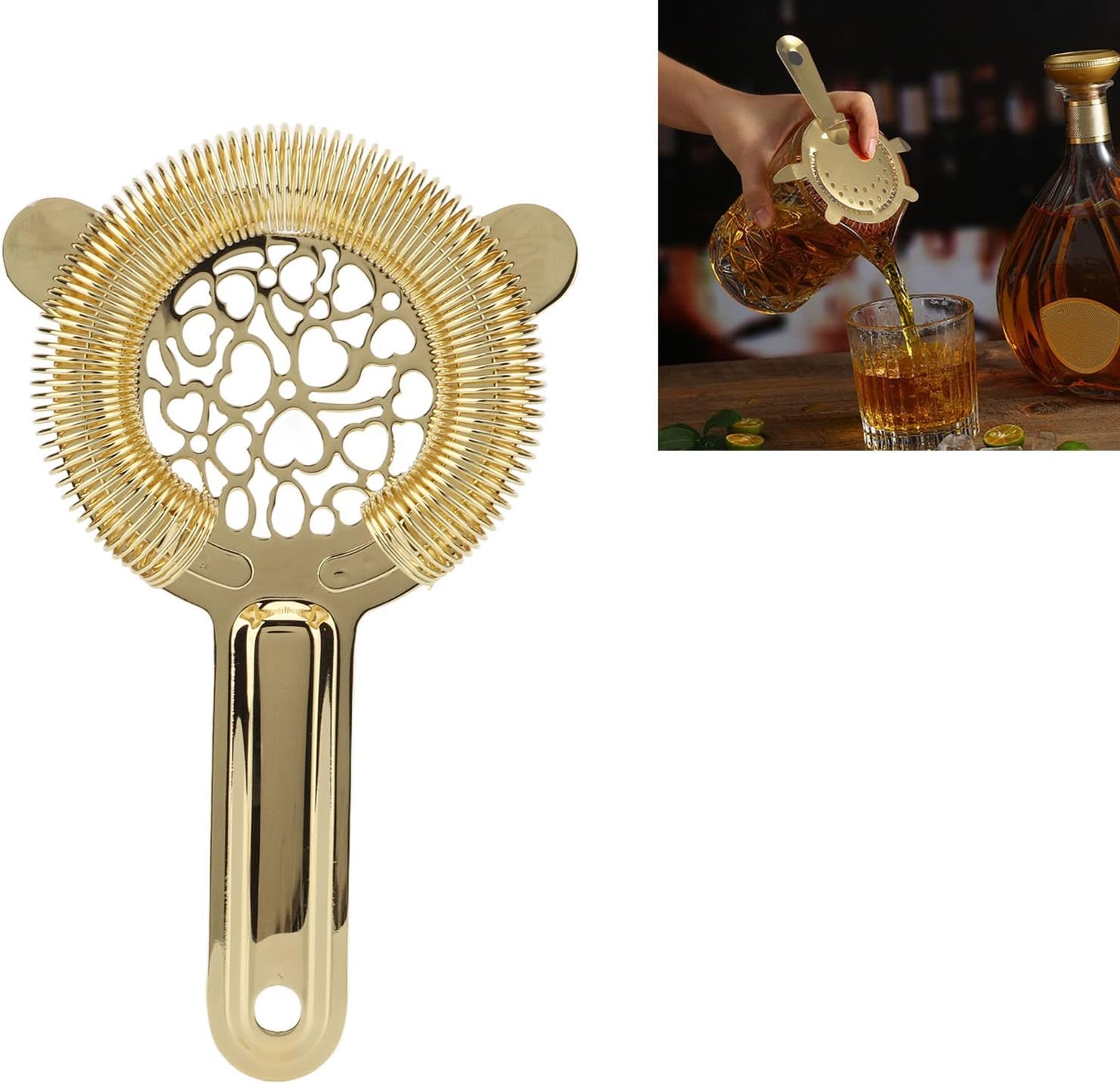 Cocktail Strainer Luxury Gold Stainless Steel for Bartending