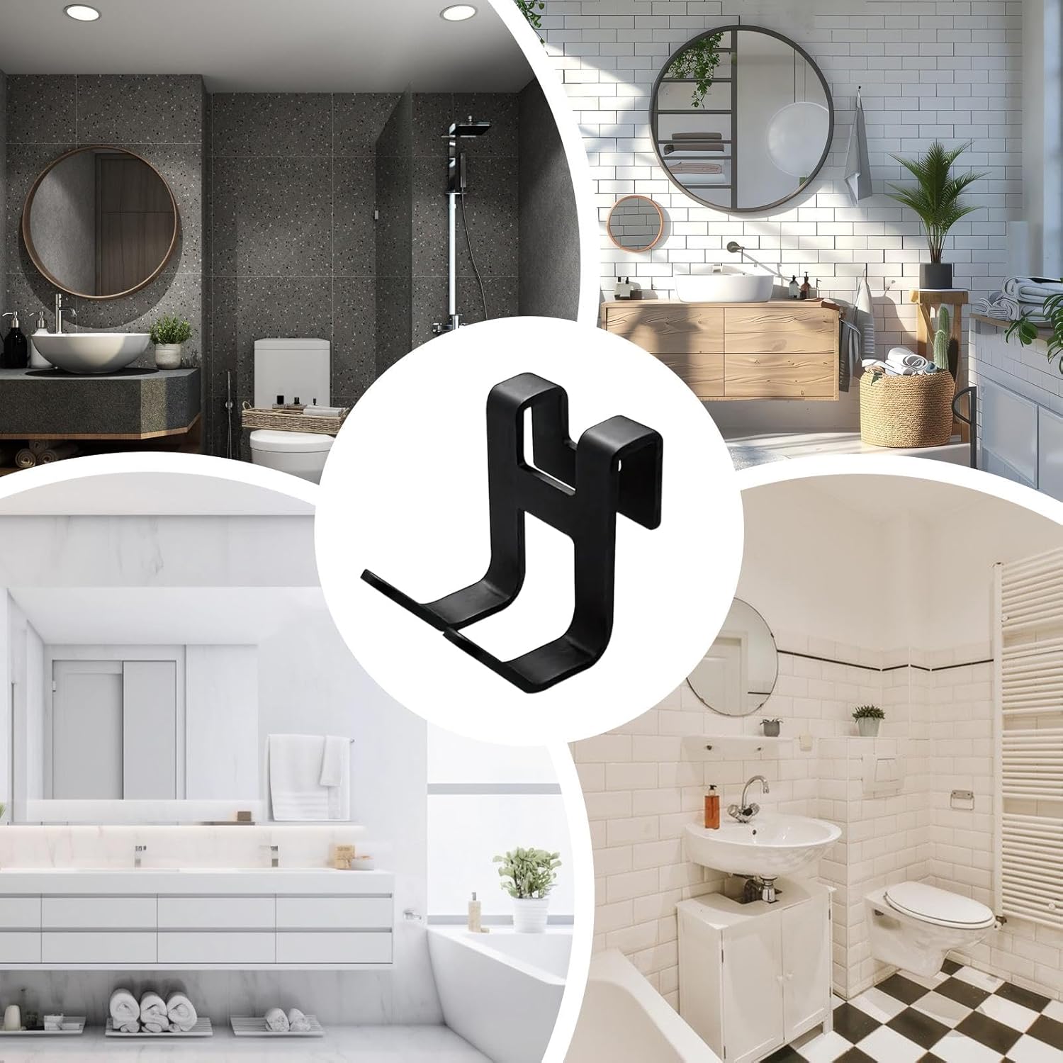4 Multifunction Shower Caddy Hooks with Double Hook Design