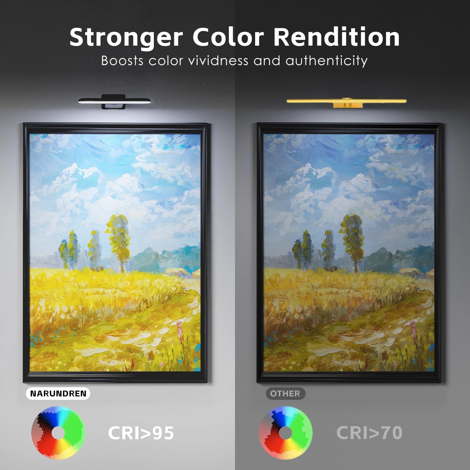 NARUNDREN 2 Pack Rechargeable Picture Lights for Wall with Remote Control