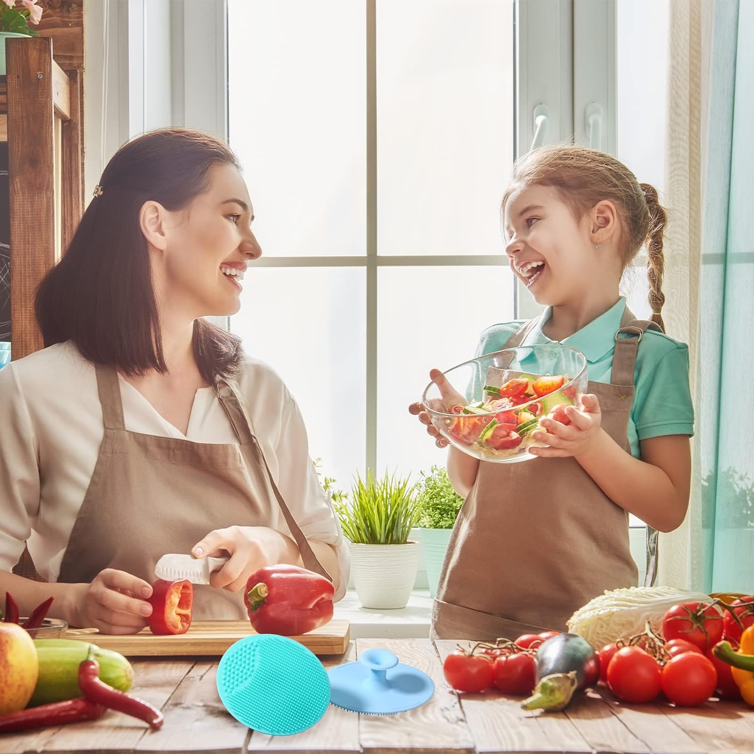 Yinkin 2 Pcs Silicone Vegetable Scrubber Set