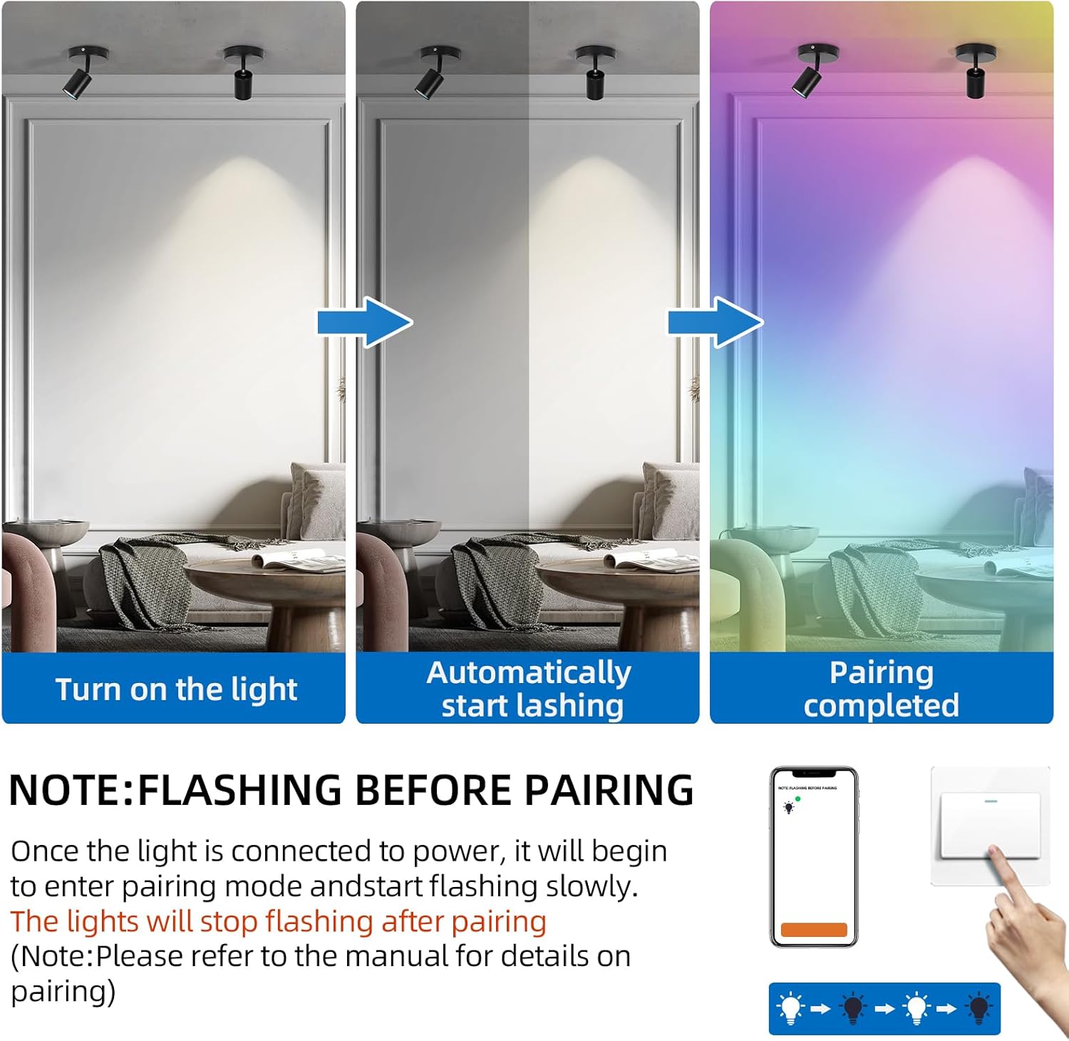 Vloitgol Dimmable Flush Mount Spotlight with 16 Colors