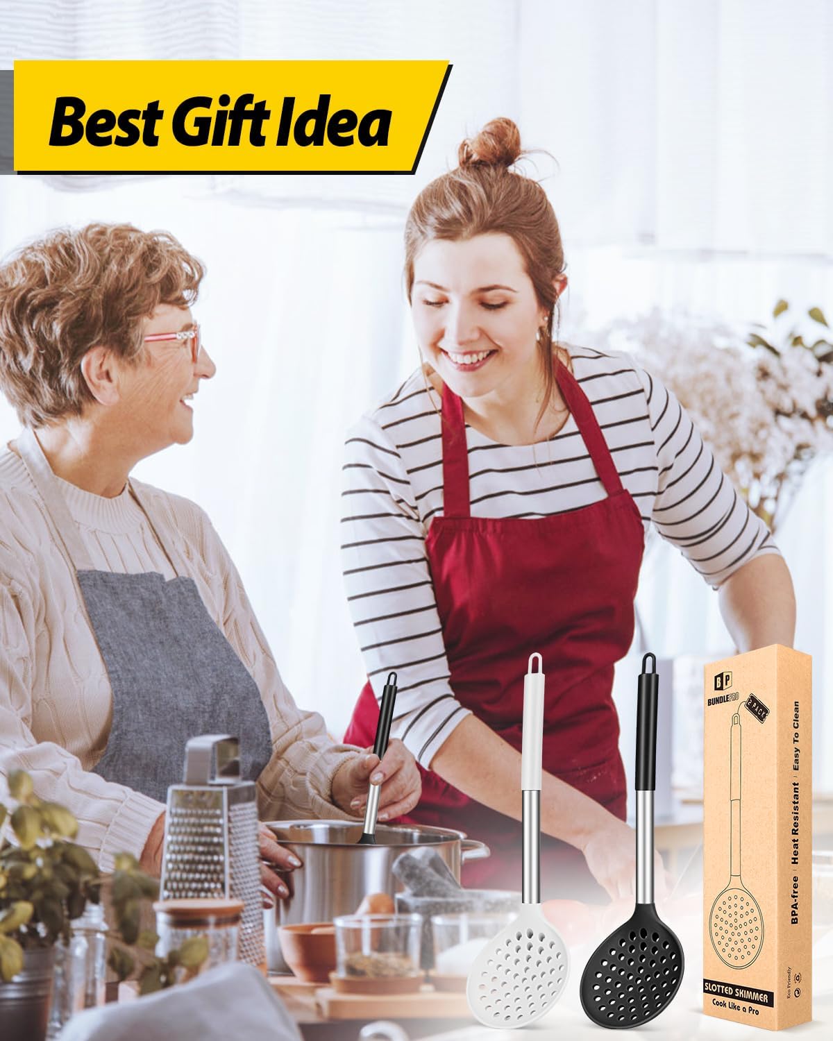BUNDLEPRO Kitchen Ladle Strainer Set of 2