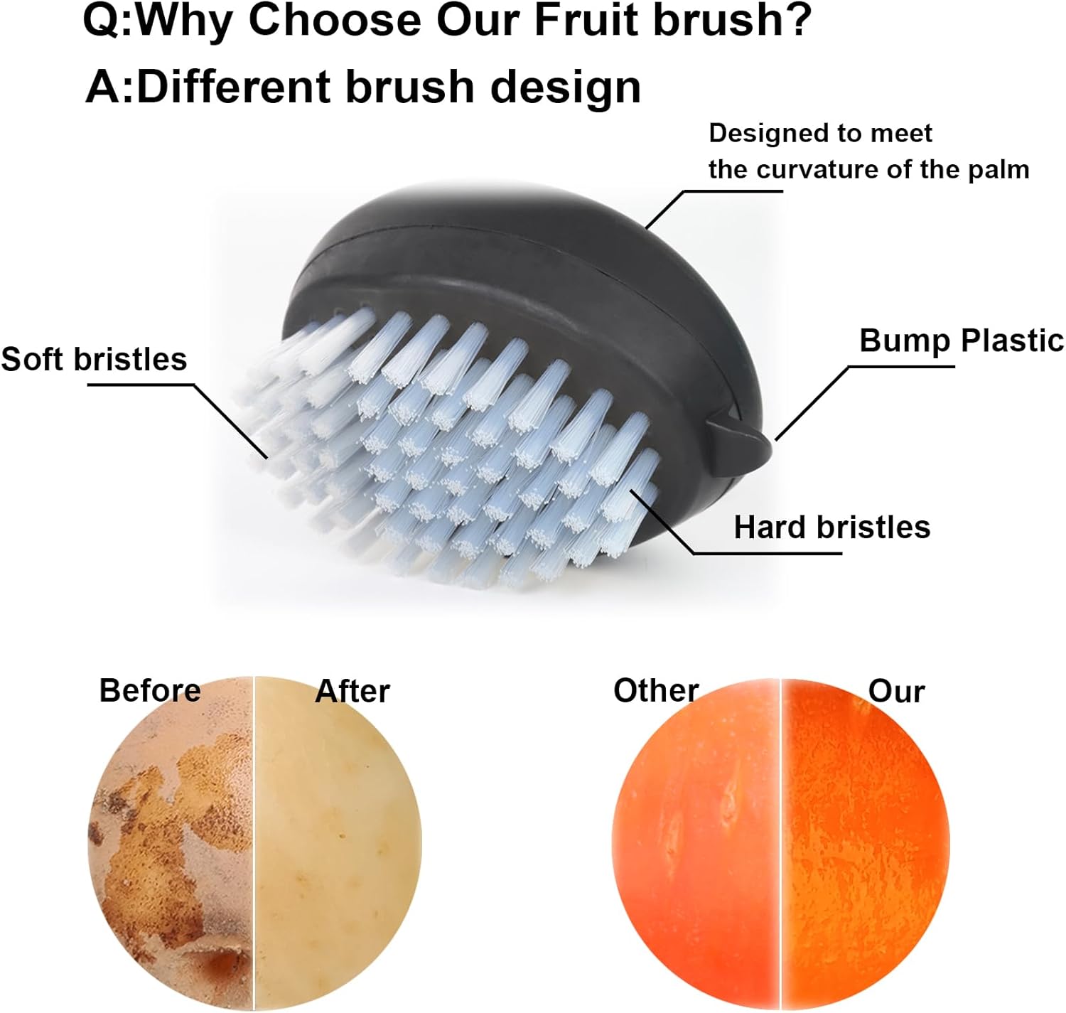 AISHUJIE 2 Pcs Vegetable Brush with Non-Slip Grip