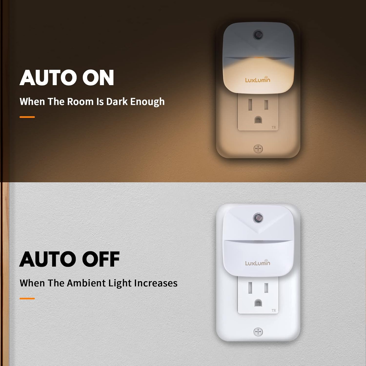 LuxLumin LED Night Lights with Dusk-to-Dawn Sensor 6 Packs