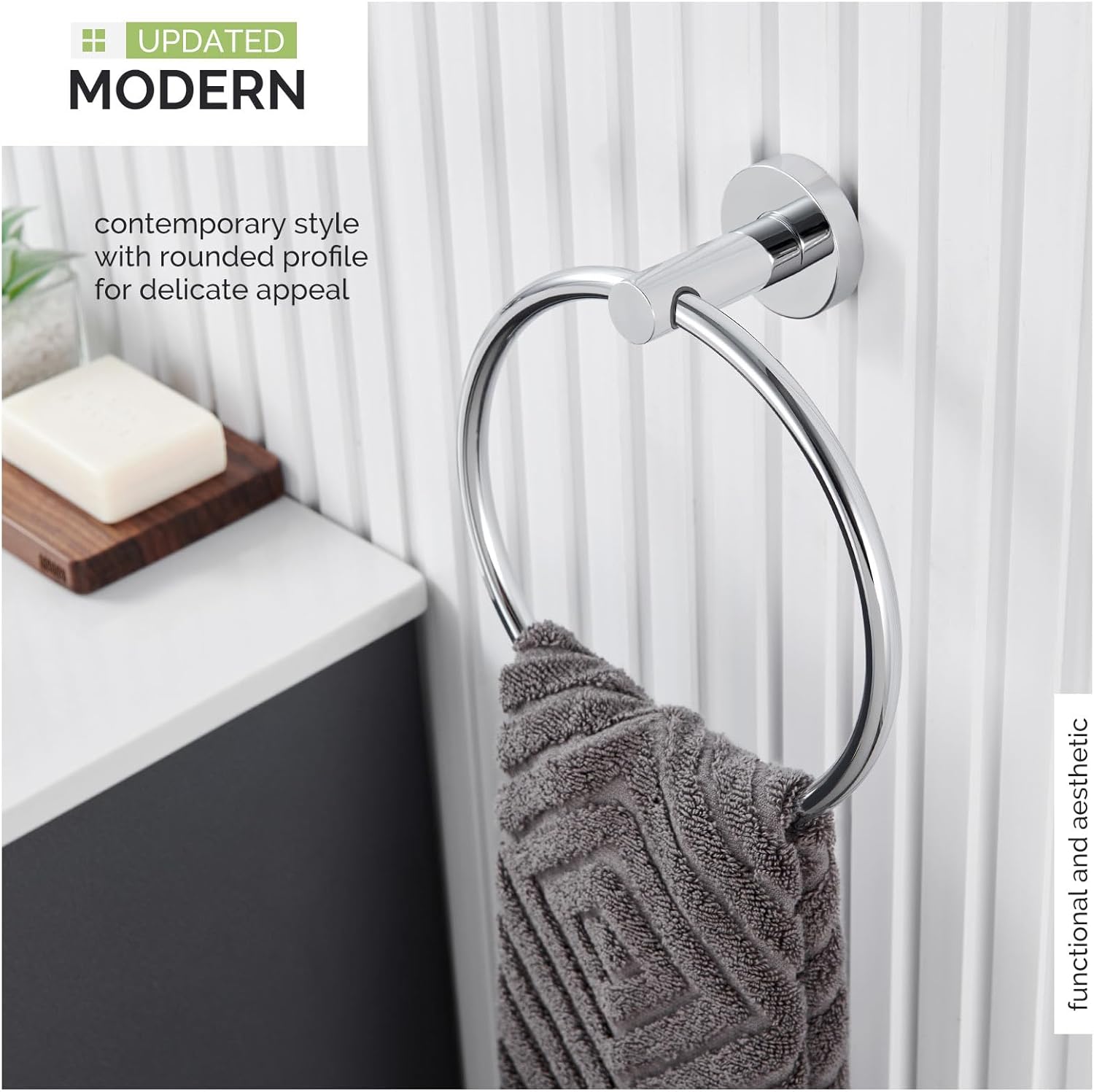 Angle Simple Chrome Towel Ring - Stylish and Durable