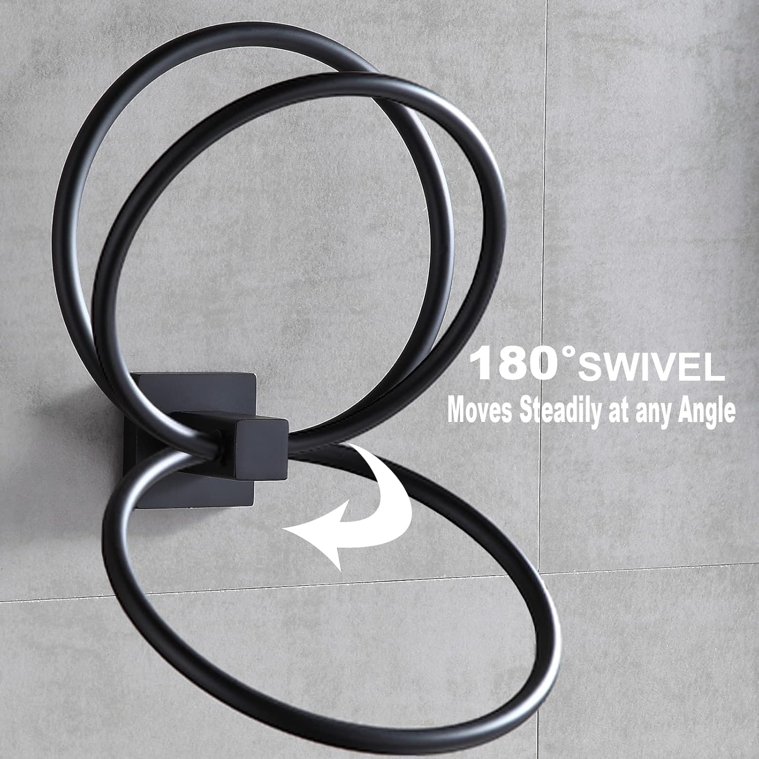 Orlif 2 Pack Black Stainless Steel Towel Ring for Bathroom