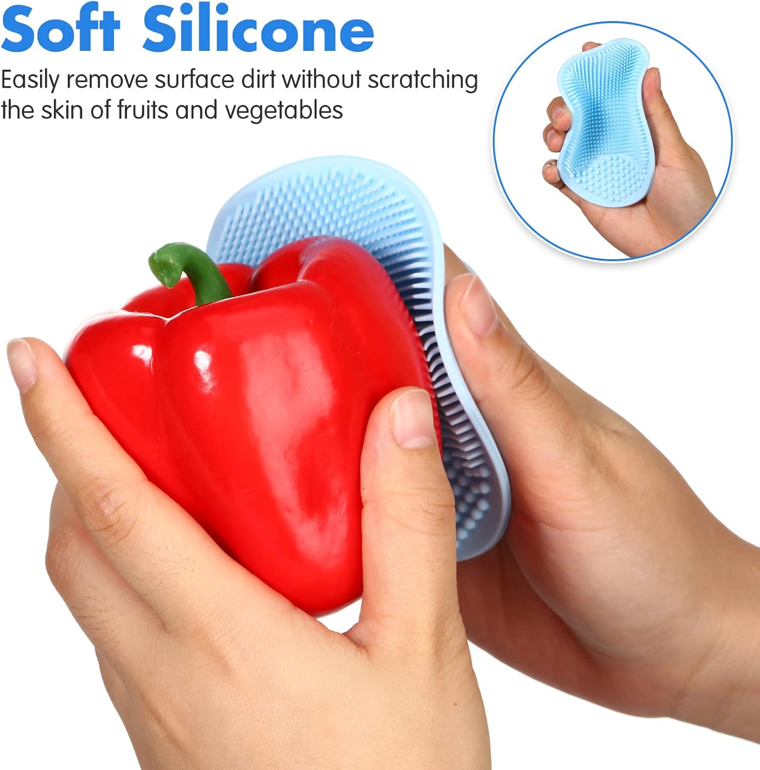 Yinkin 2 Pcs Silicone Vegetable Scrubber Set