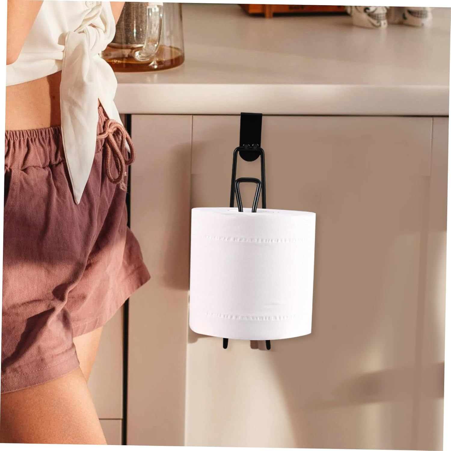 Luxshiny Over The Tank Toilet Paper Holder Black