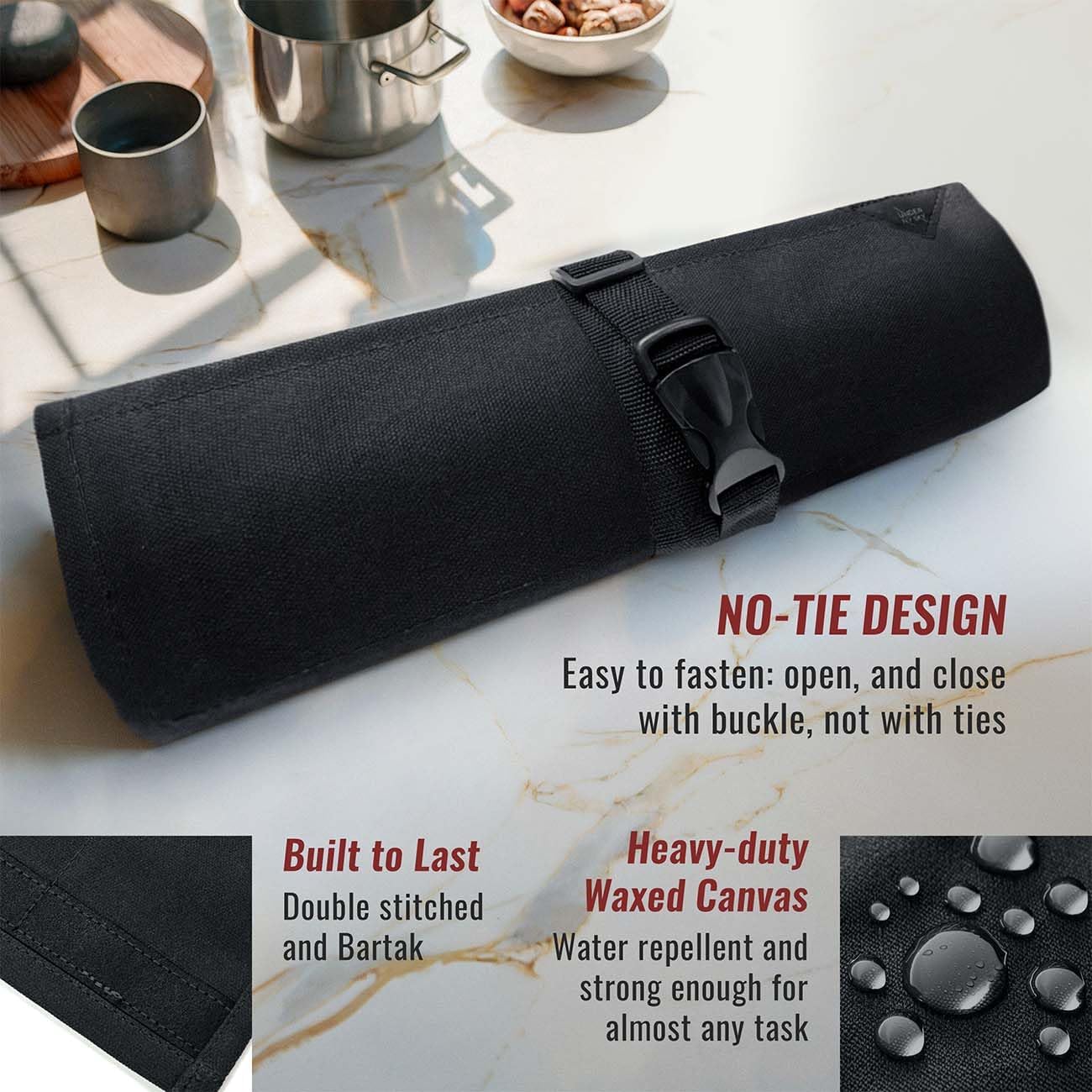 Under NY Sky Knife Roll Case - 6 Slots - Black 1