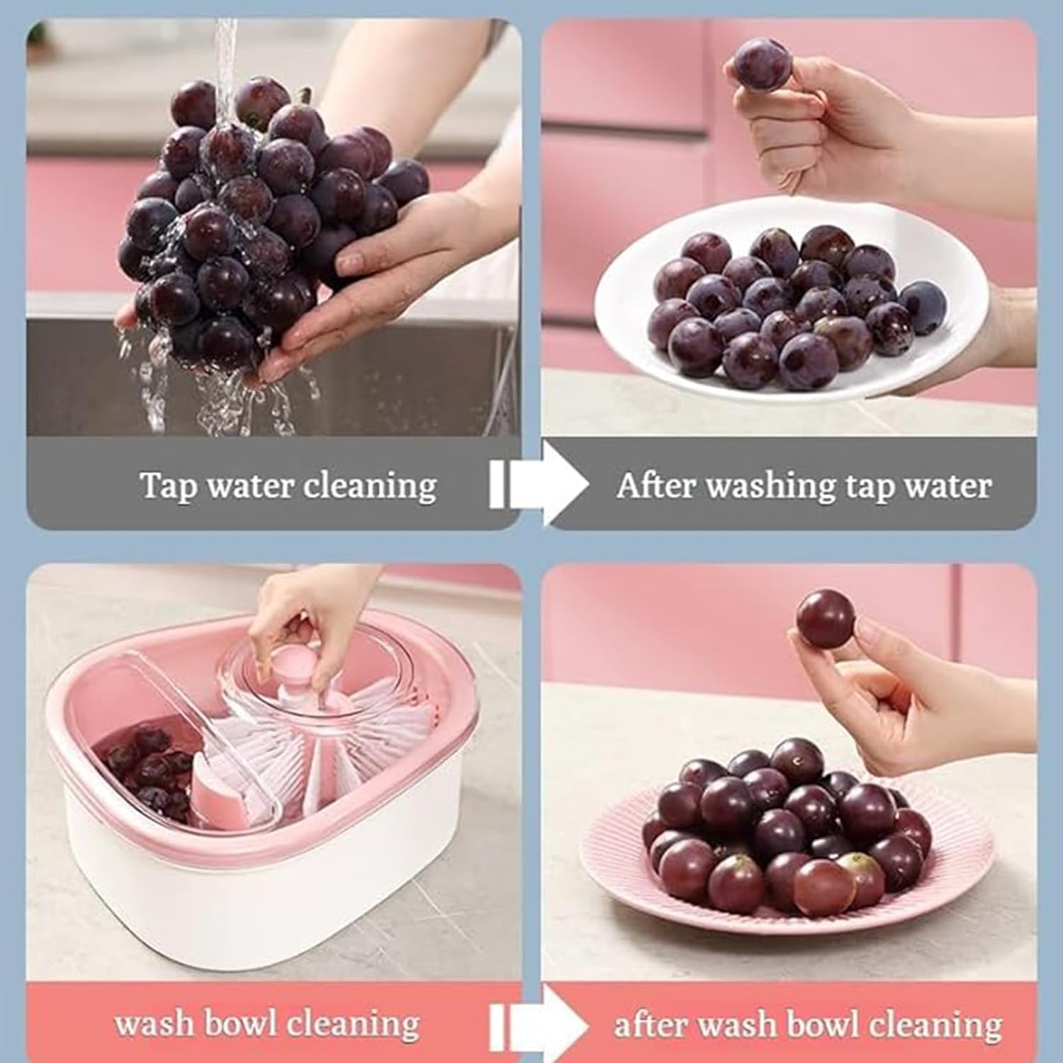OKAYOASIS Fruit Cleaner Spinner with Lid and Brush