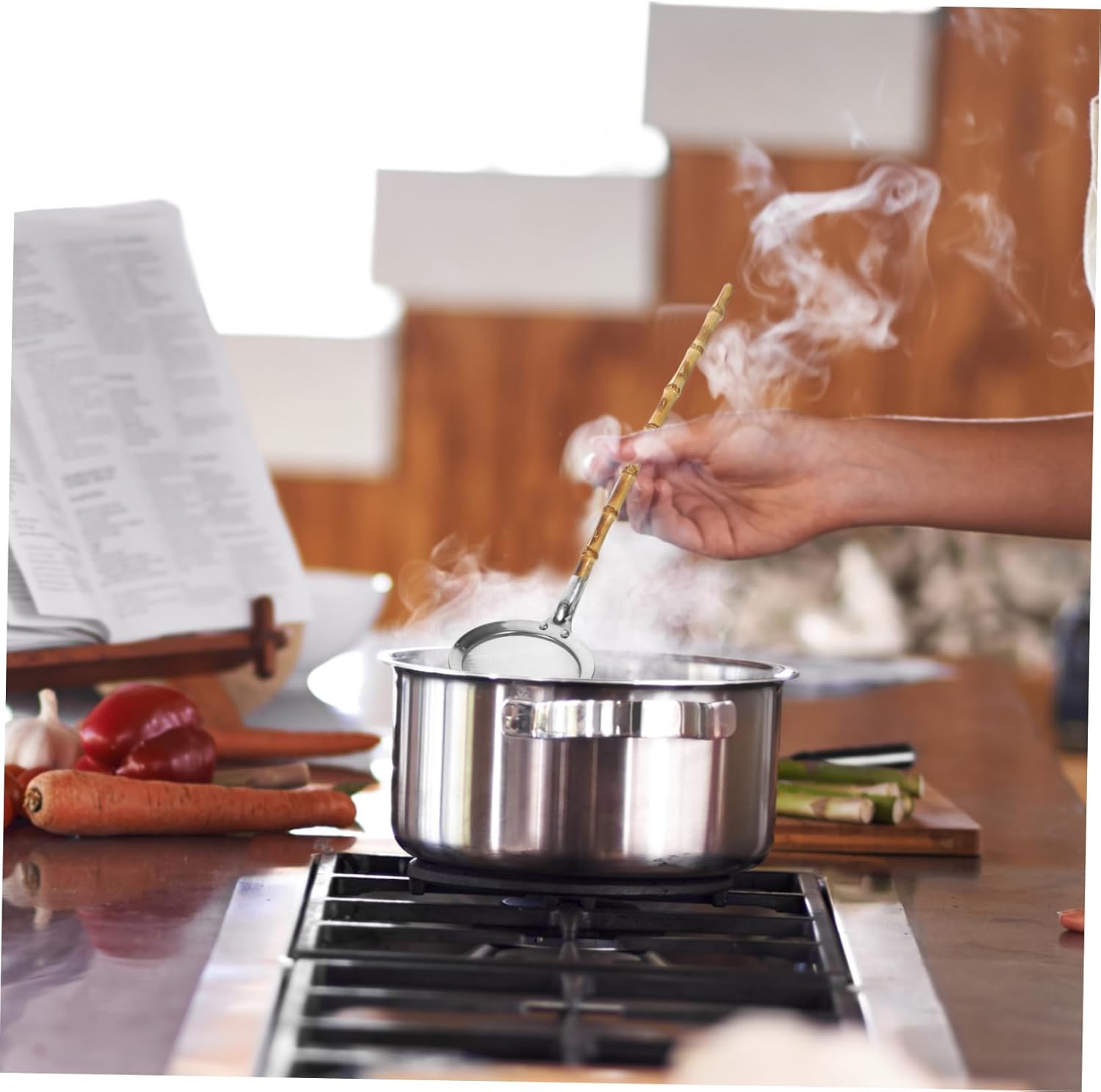 Luxshiny 304 Stainless Steel Slotted Spoon with Long Handle