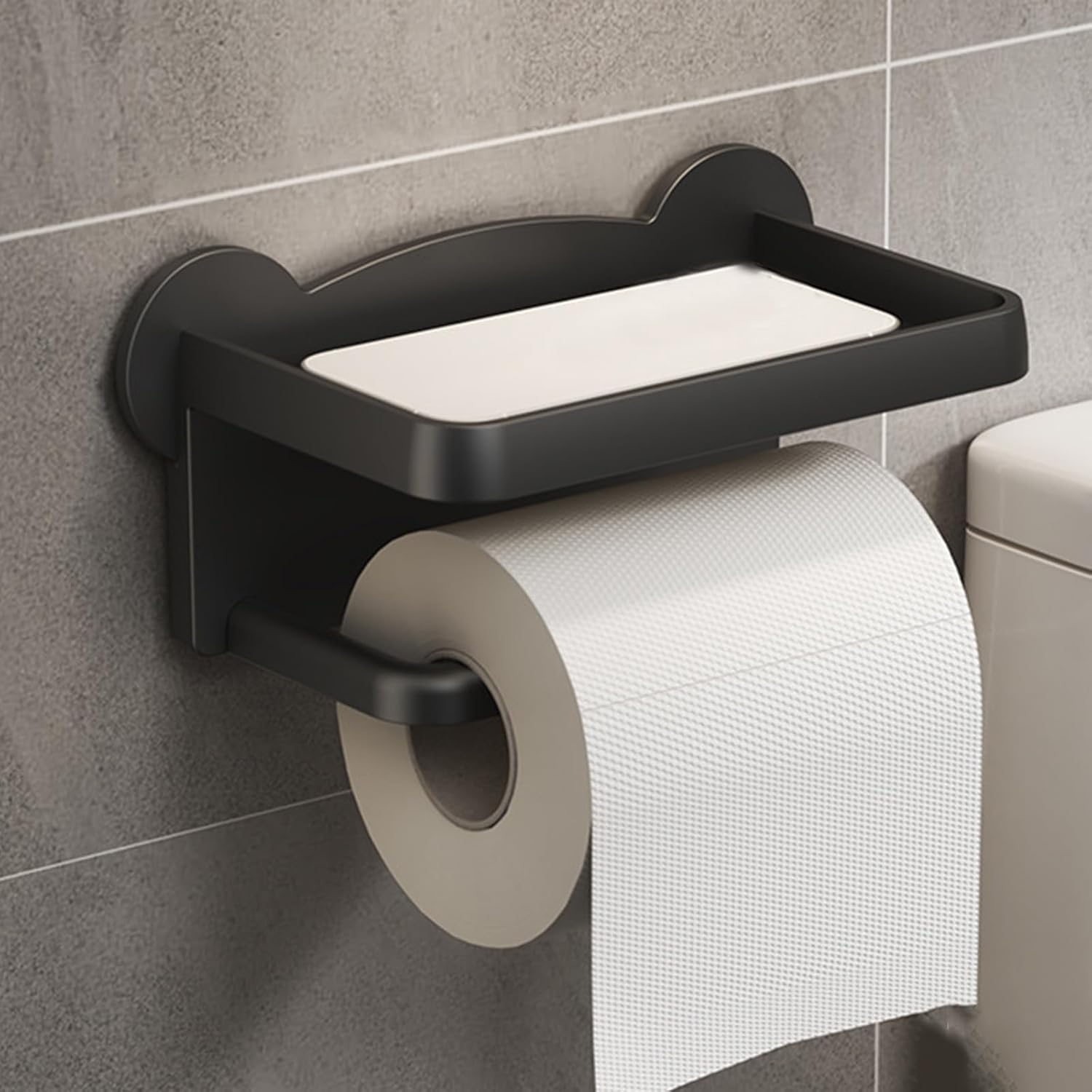 Toilet Paper Holder with Phone Shelf and Storage Rack