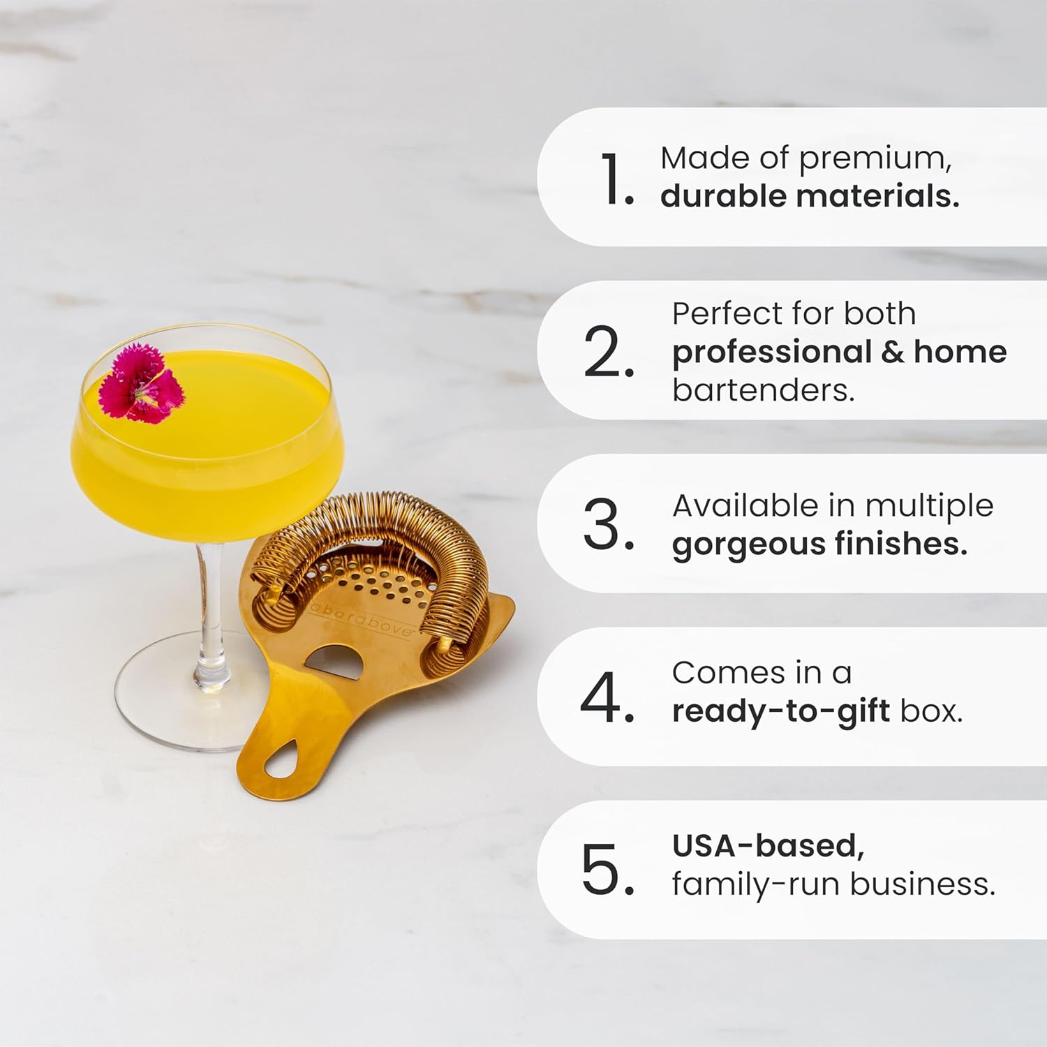 A Bar Above Gold Hawthorne Cocktail Strainer