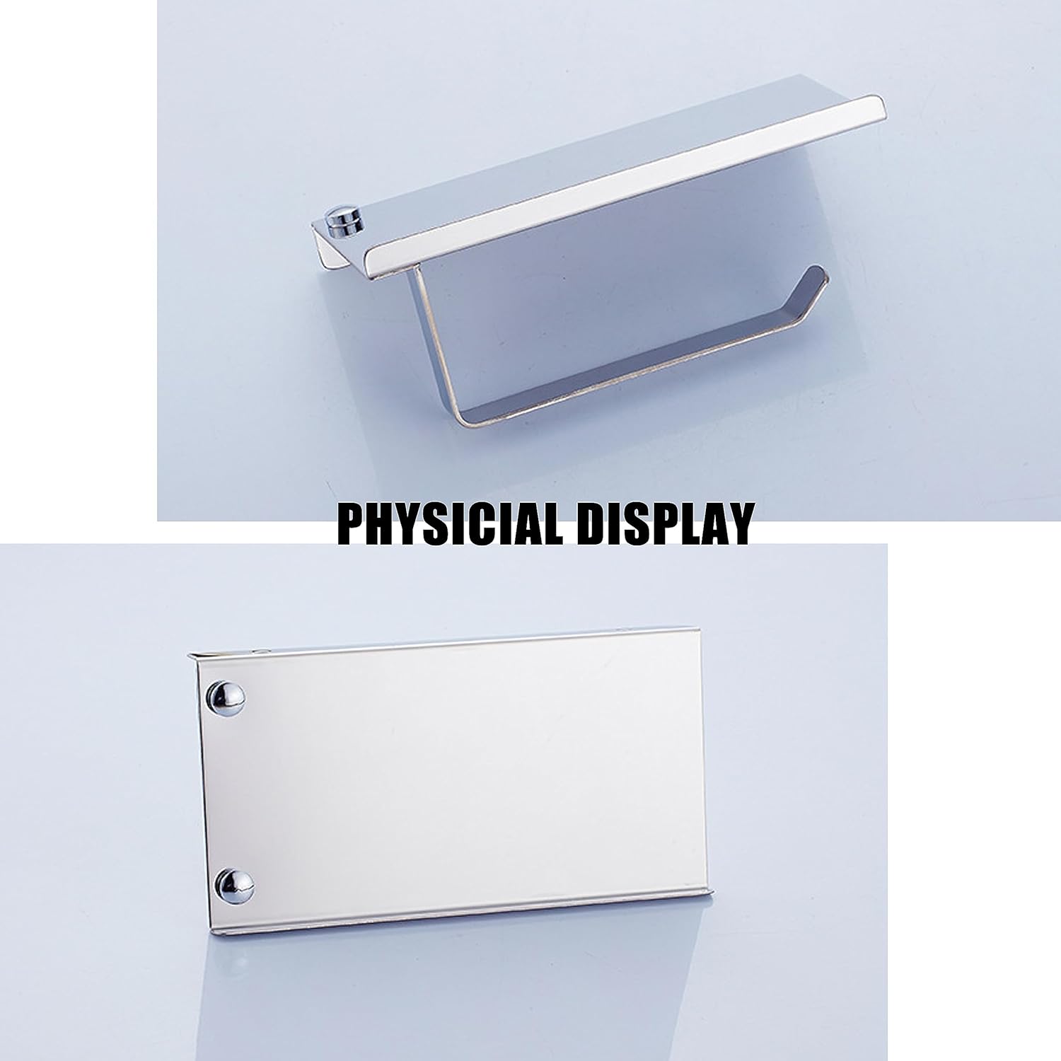 Stainless Steel Toilet Paper Holder with Shelf 1