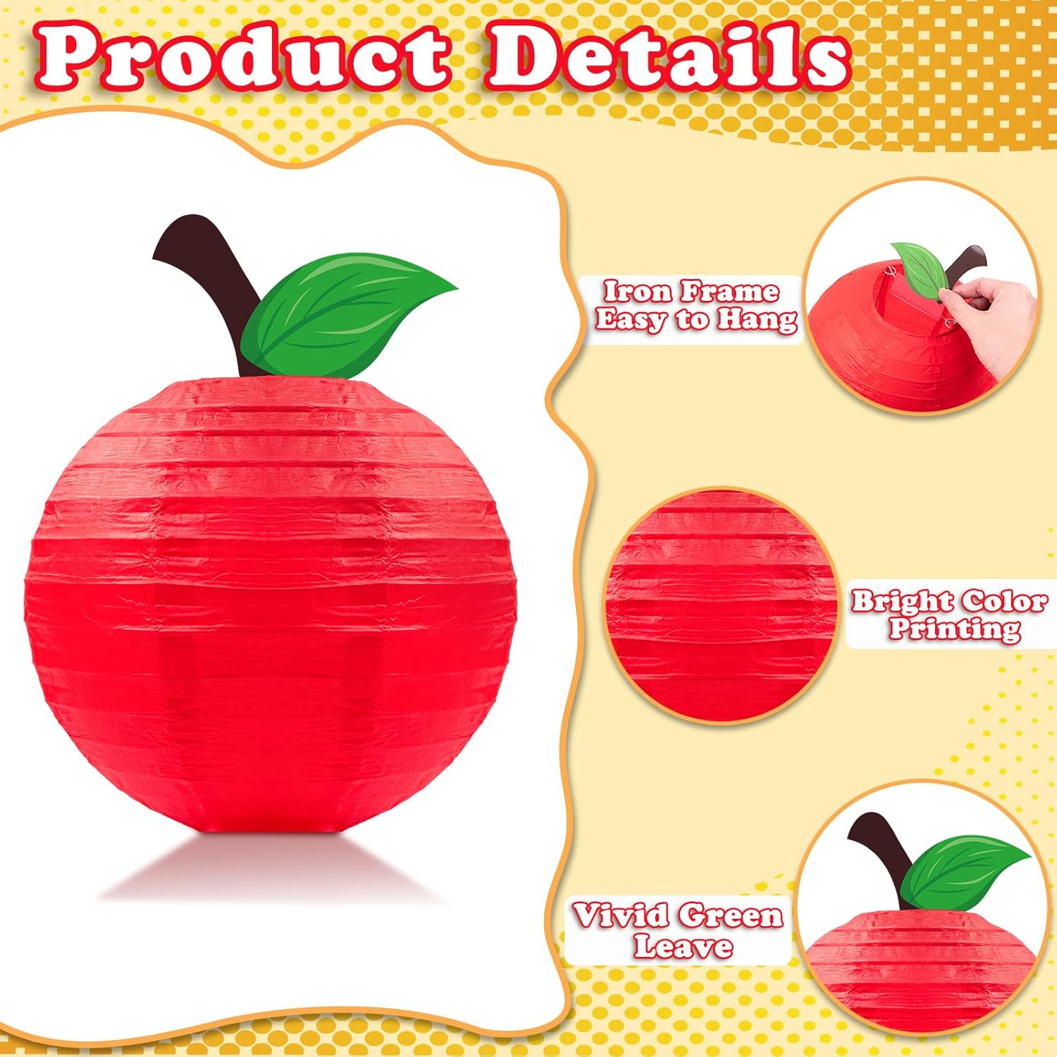 Renbuzhu 15Pcs Apple-Shaped Paper Lanterns Classroom Decor