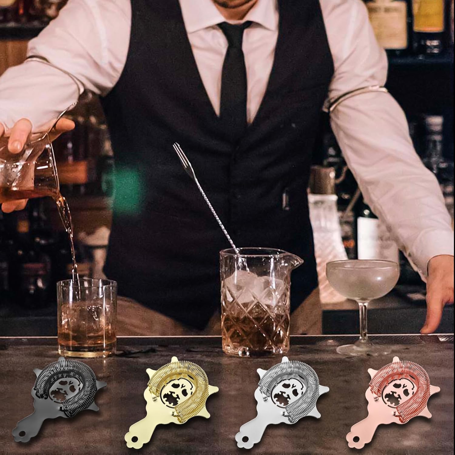 YUHWYI 4-Prong Cocktail Strainer with Devils Head Design 1