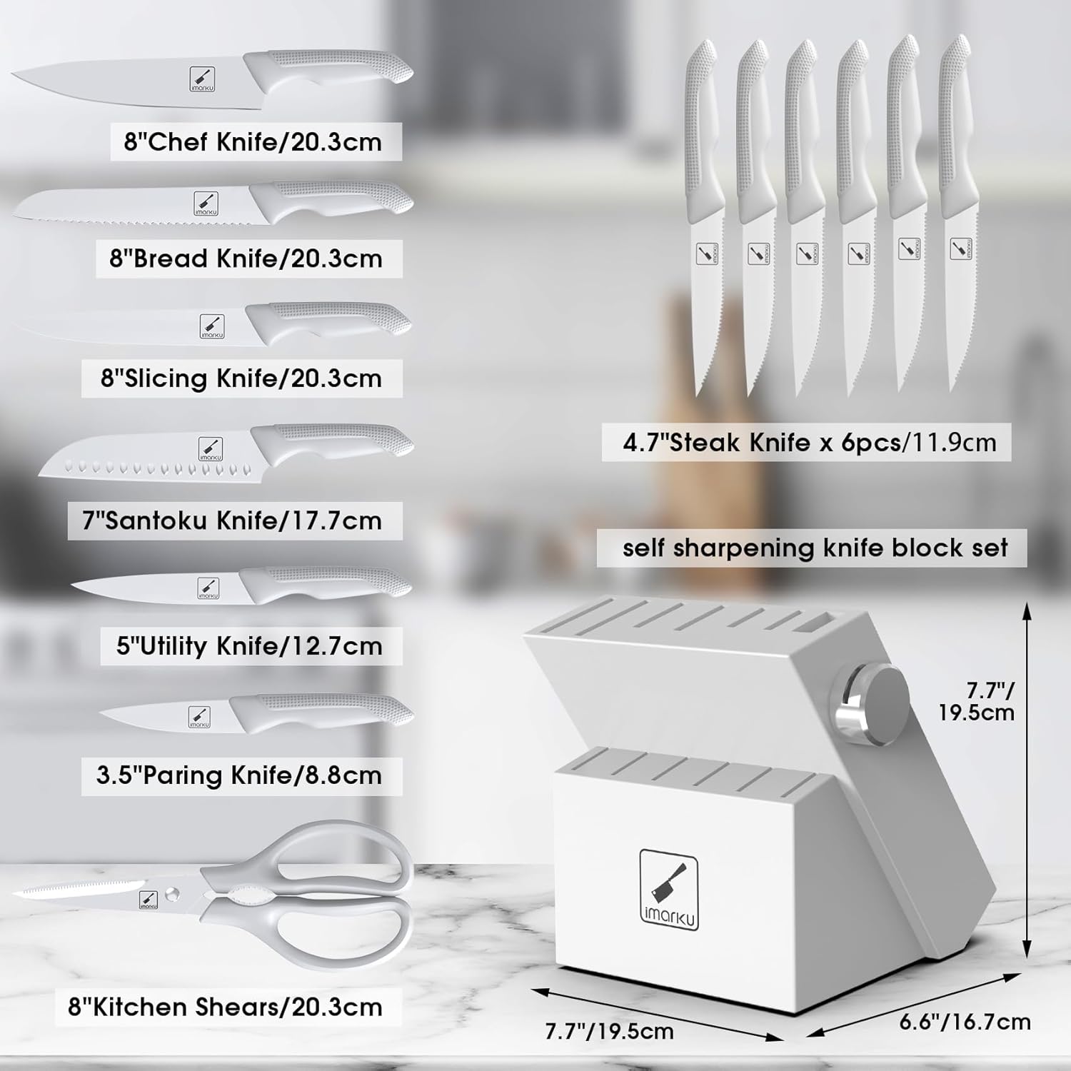 imarku 14-Piece Kitchen Knife Set with Block