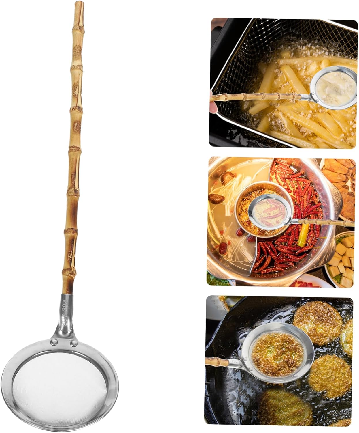 BRIGHTFUFU 304 Stainless Steel Colander Ladle with Long Handle