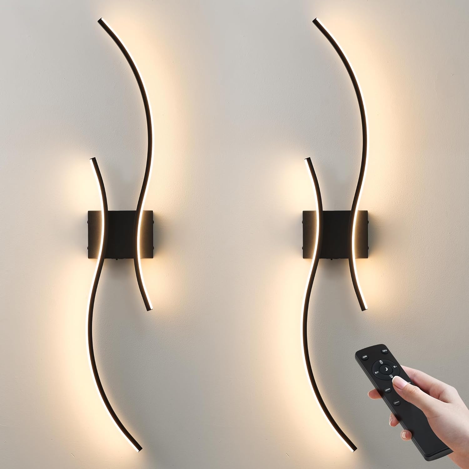 Battery Operated Wall Sconces Set of Two with Remote Control