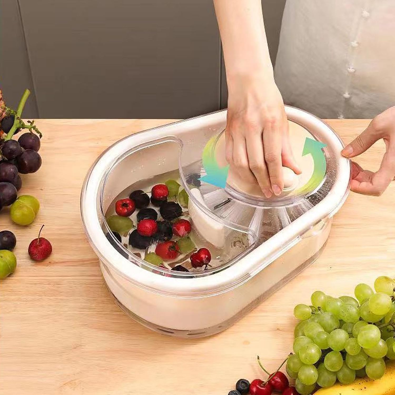 Efficient Fruit Cleaner Spinner with Brush Portable and Durable