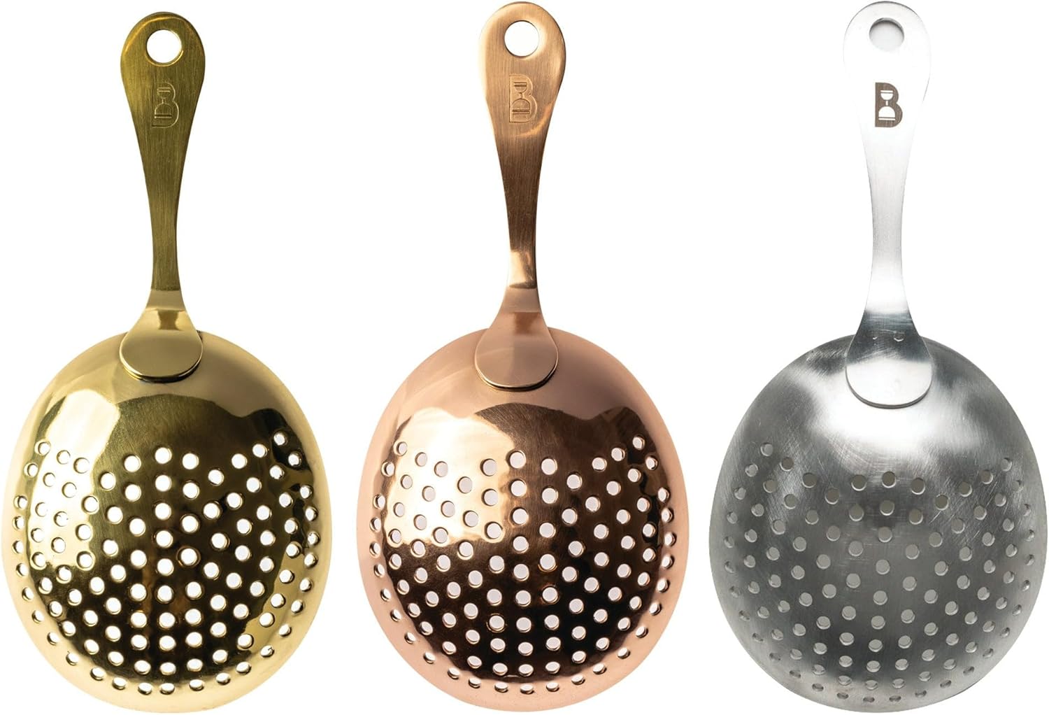 Bull in China Julep Strainer with Handle - 100 Brass