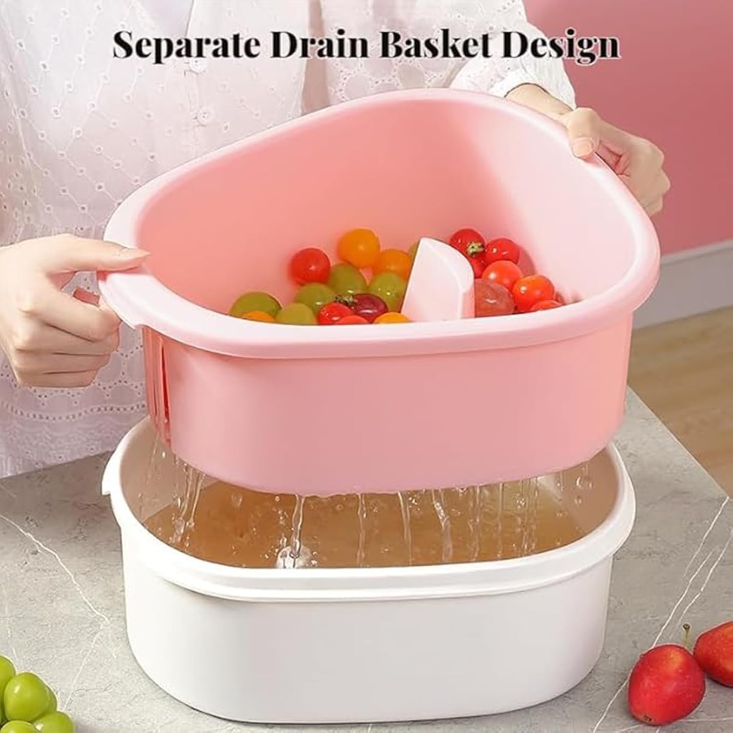 OKAYOASIS Fruit Cleaner Spinner with Lid and Brush