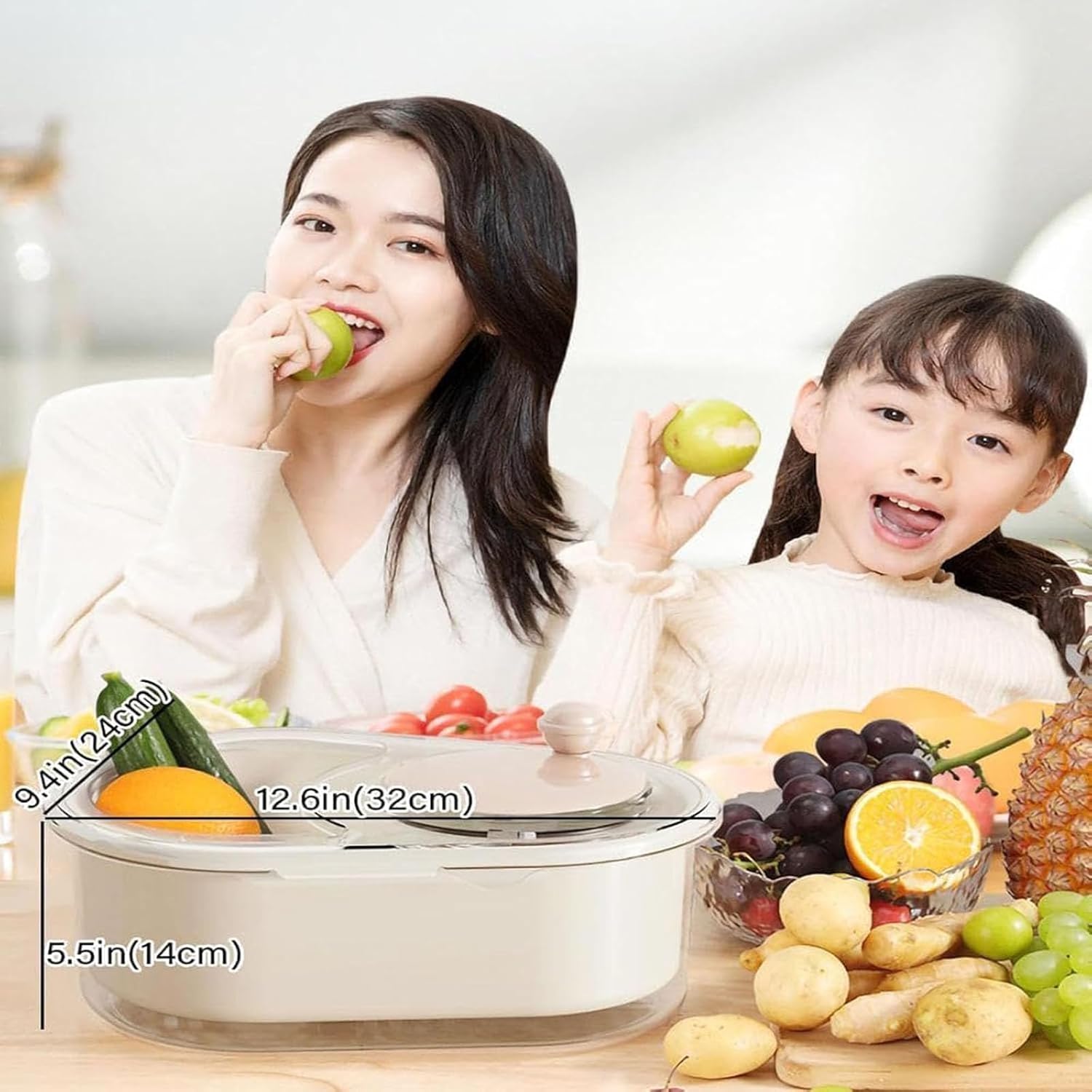 Fruit Cleaner Spinner with Lid and Brush 720-Degree Cleaning Durable ABS Material