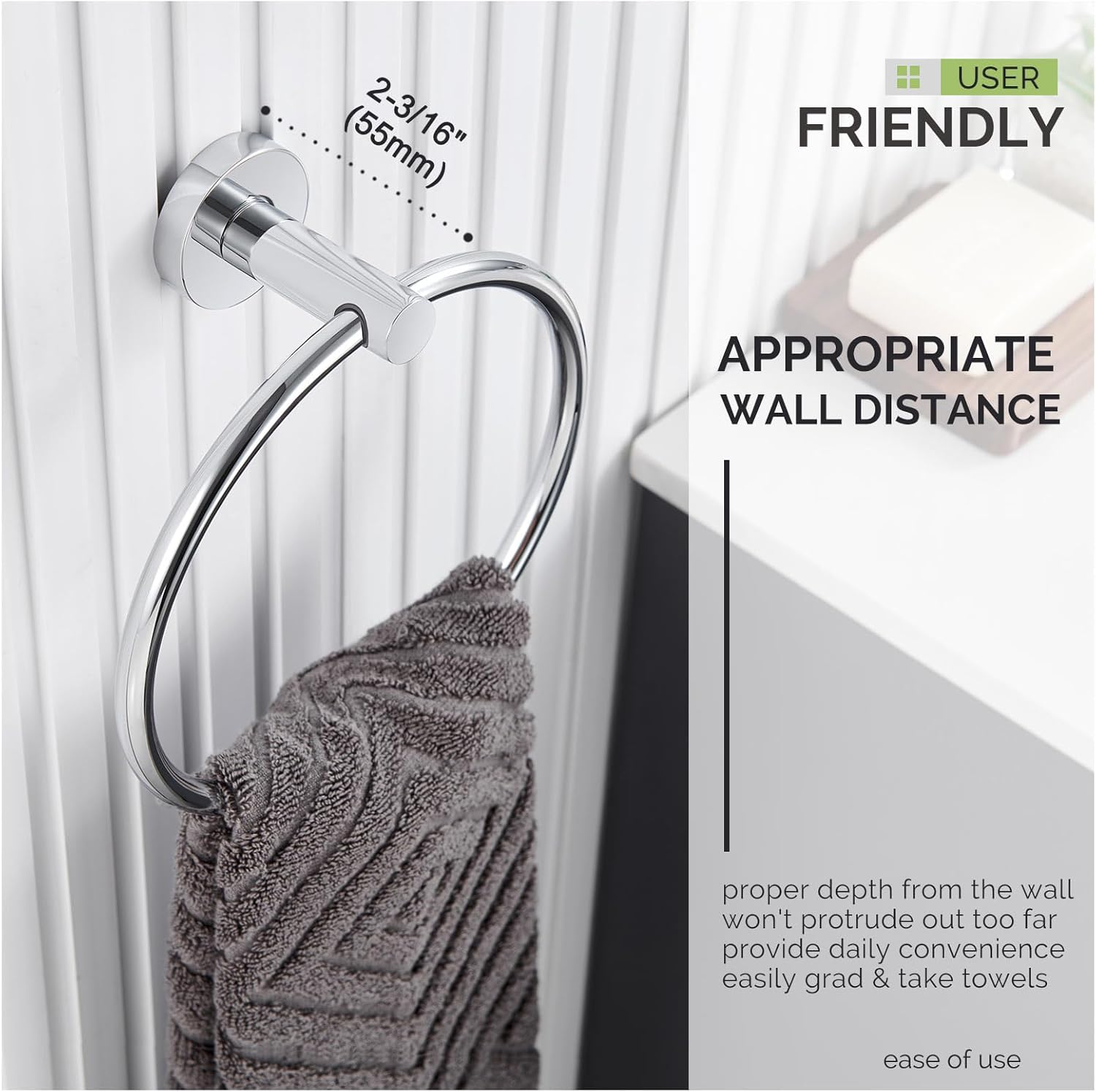Angle Simple Chrome Towel Ring - Stylish and Durable