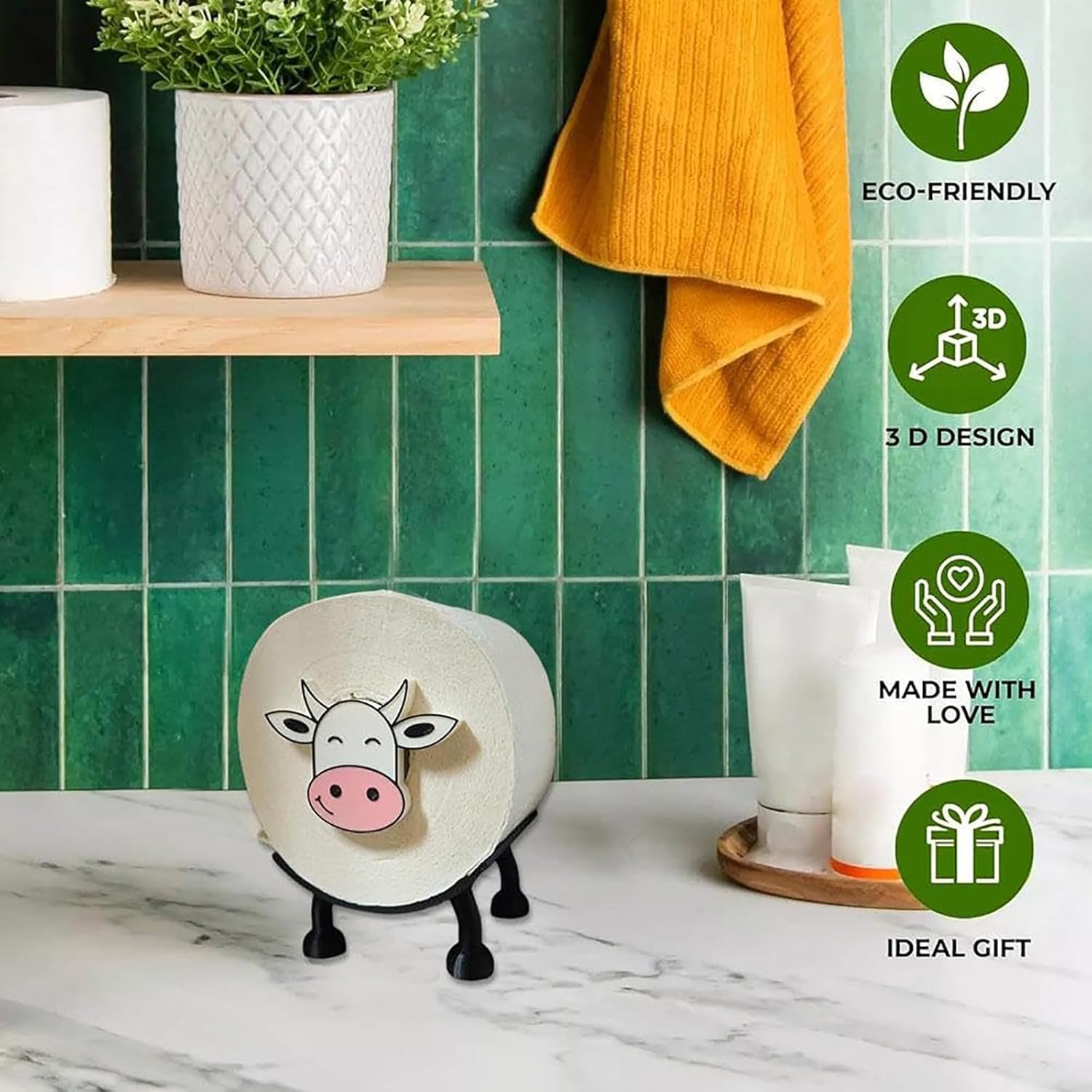 YAMSLAM Cow Toilet Paper Holder Free Standing Storage