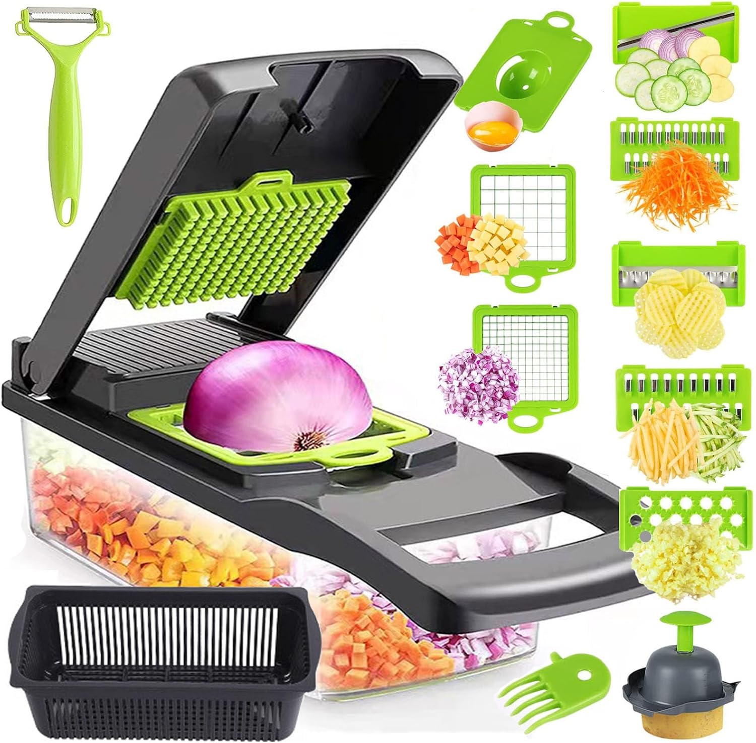 BASESILK 16 in 1 Vegetable Chopper with 9 Blades