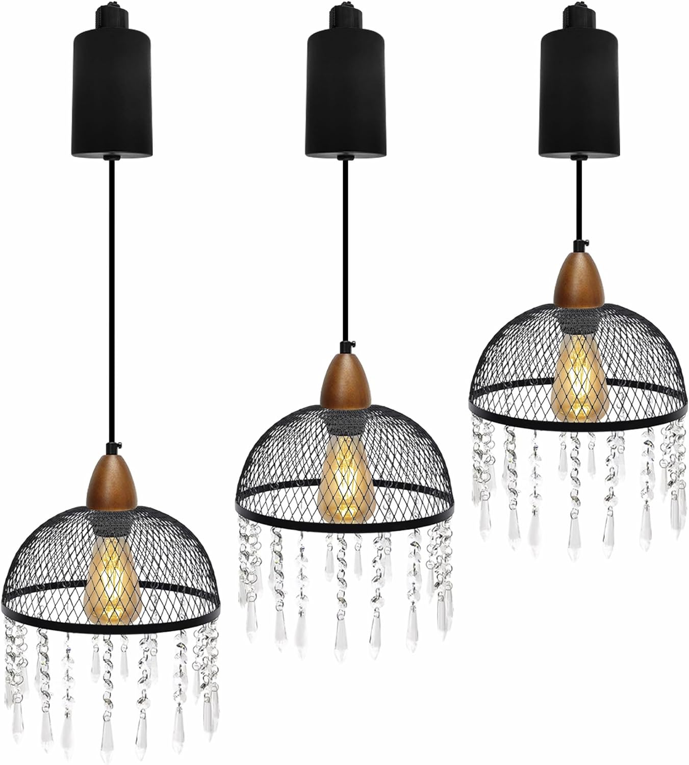 Adjustable Height Track Lighting Pendants with Crystal Design
