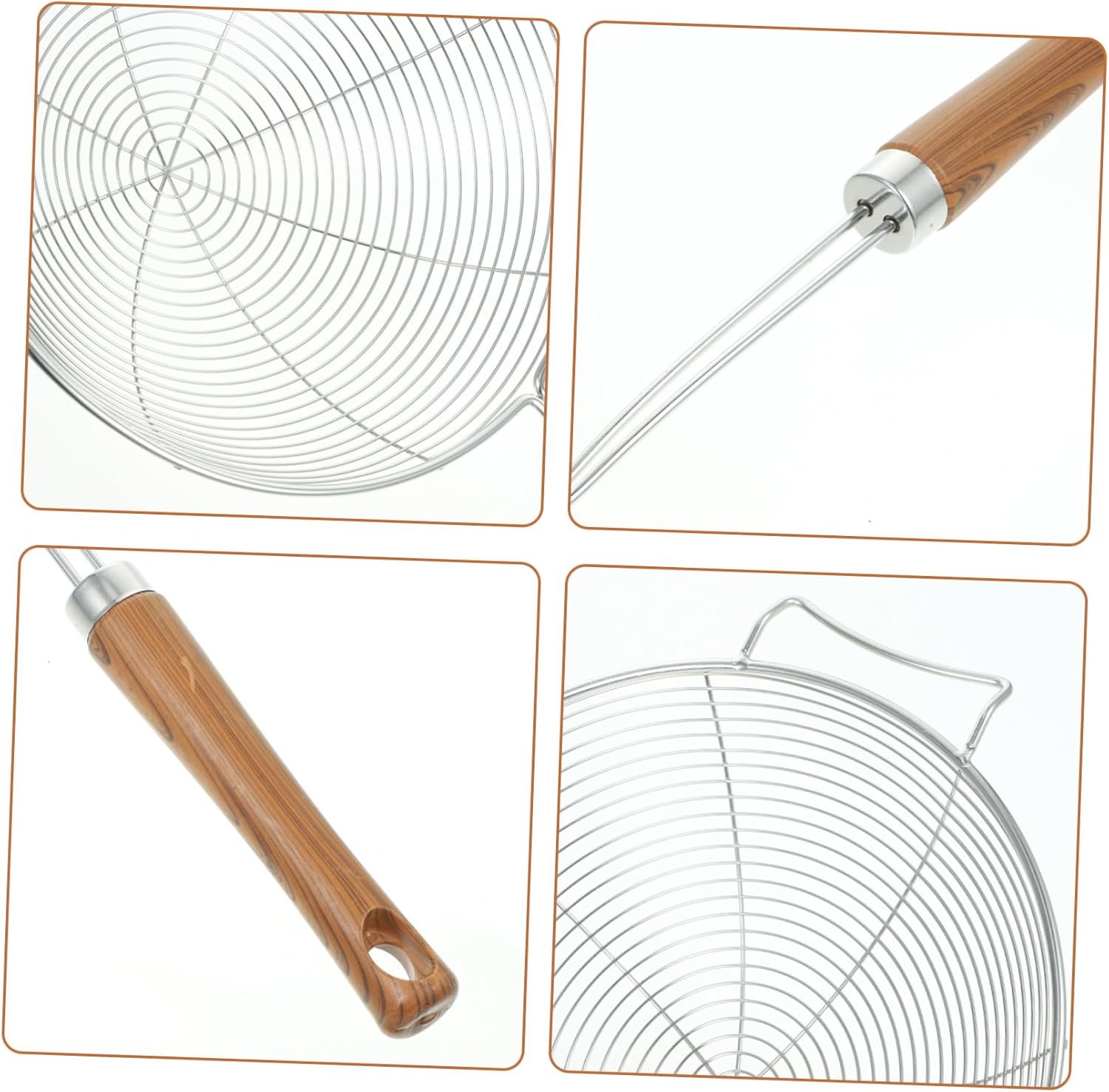 Cabilock 304 Stainless Steel Spider Skimmer Ladle with Wooden Handle