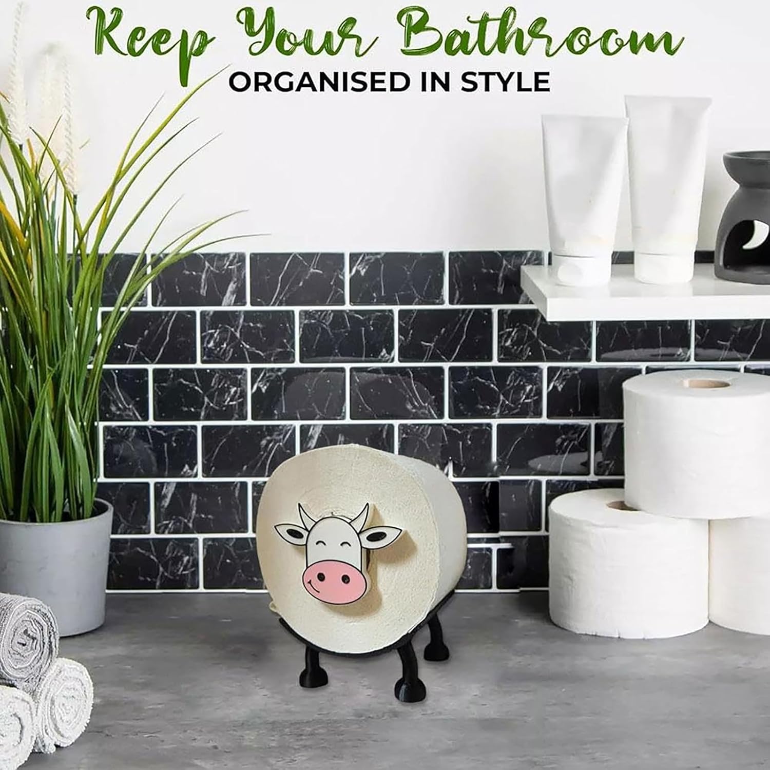 YAMSLAM Cow Toilet Paper Holder Free Standing Storage