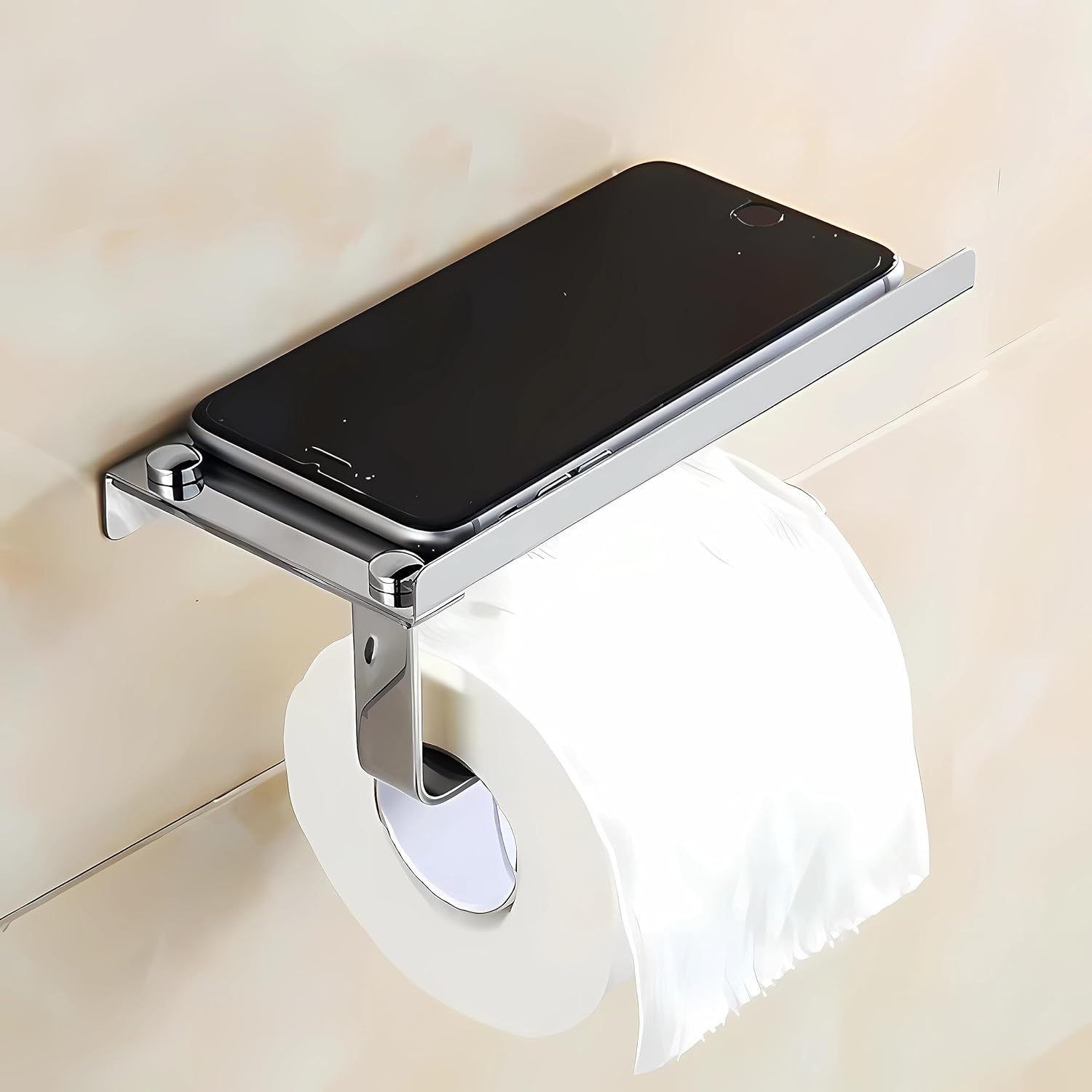 BREVELTION Wall Mounted Toilet Paper Holder with Storage Shelf 7x35inch 1