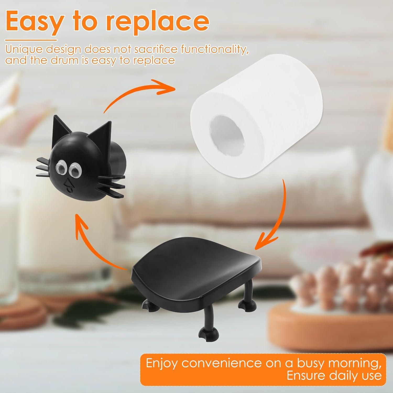 LAINIUTE 3Pcs Funny Cat Toilet Paper Holder
