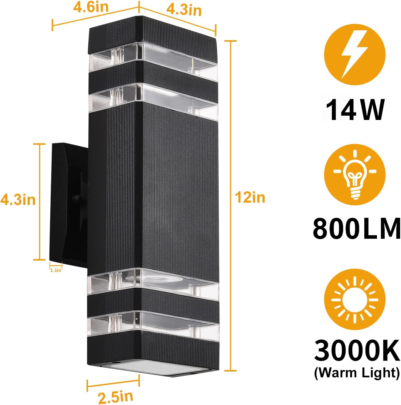 DASTOR Modern Aluminum Wall Light Black Outdoor Sconce 1