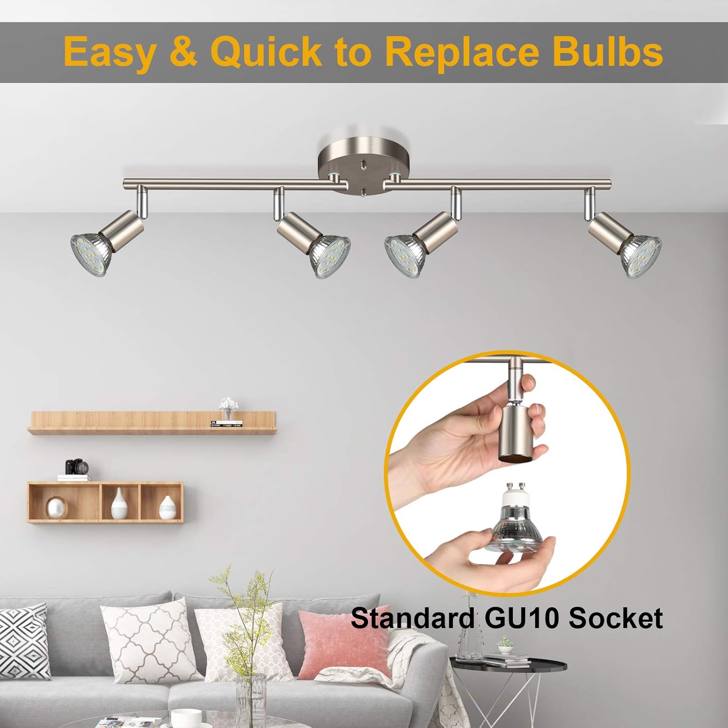 Ascher 4-Light LED Track Lighting Kit with Matte Nickel Finish