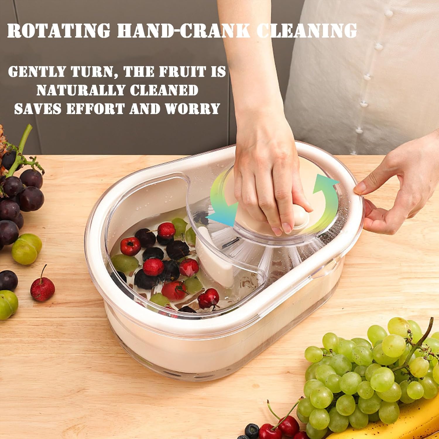 2025 Portable Fruit Cleaner Spinner with Brush and Bowl