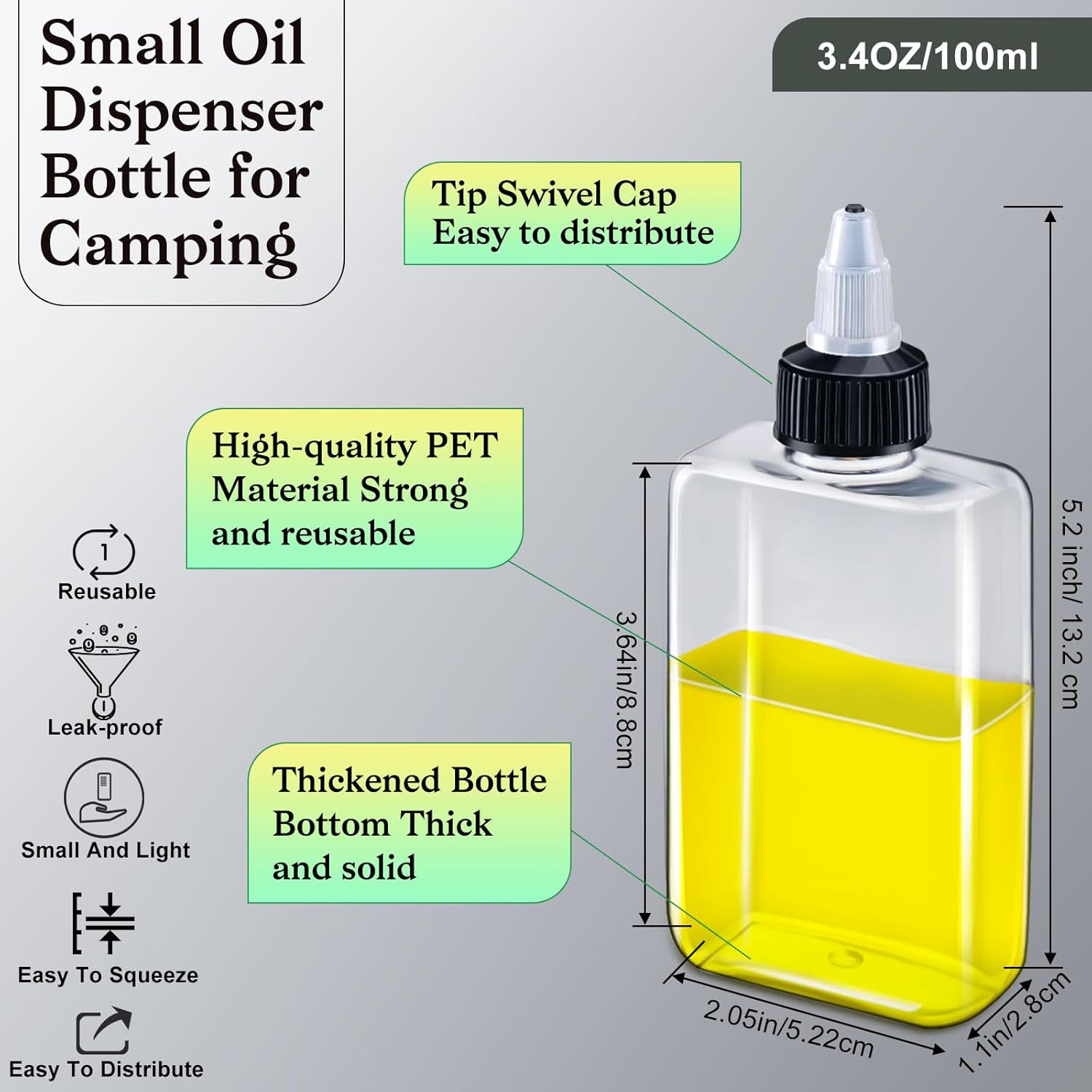 Yaomiao 50 Pcs 34 Oz Clear Oil Squeeze Bottles with Twist Top