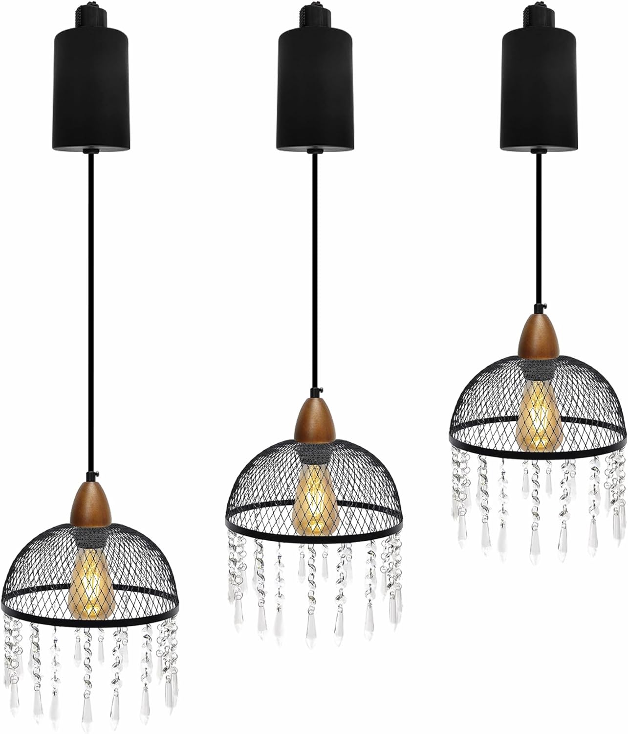 Adjustable Height Juno Track Pendant with Crystal Shade