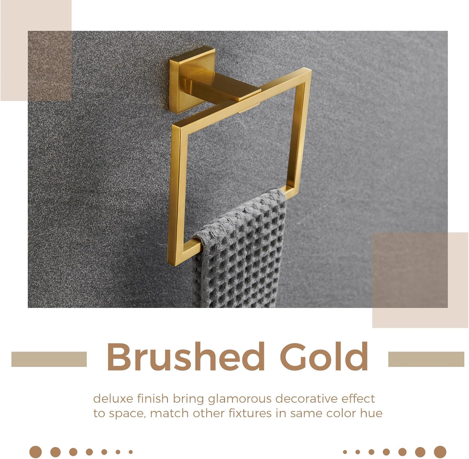 Aomasi Hand Towel Ring - Brushed Gold Stainless Steel