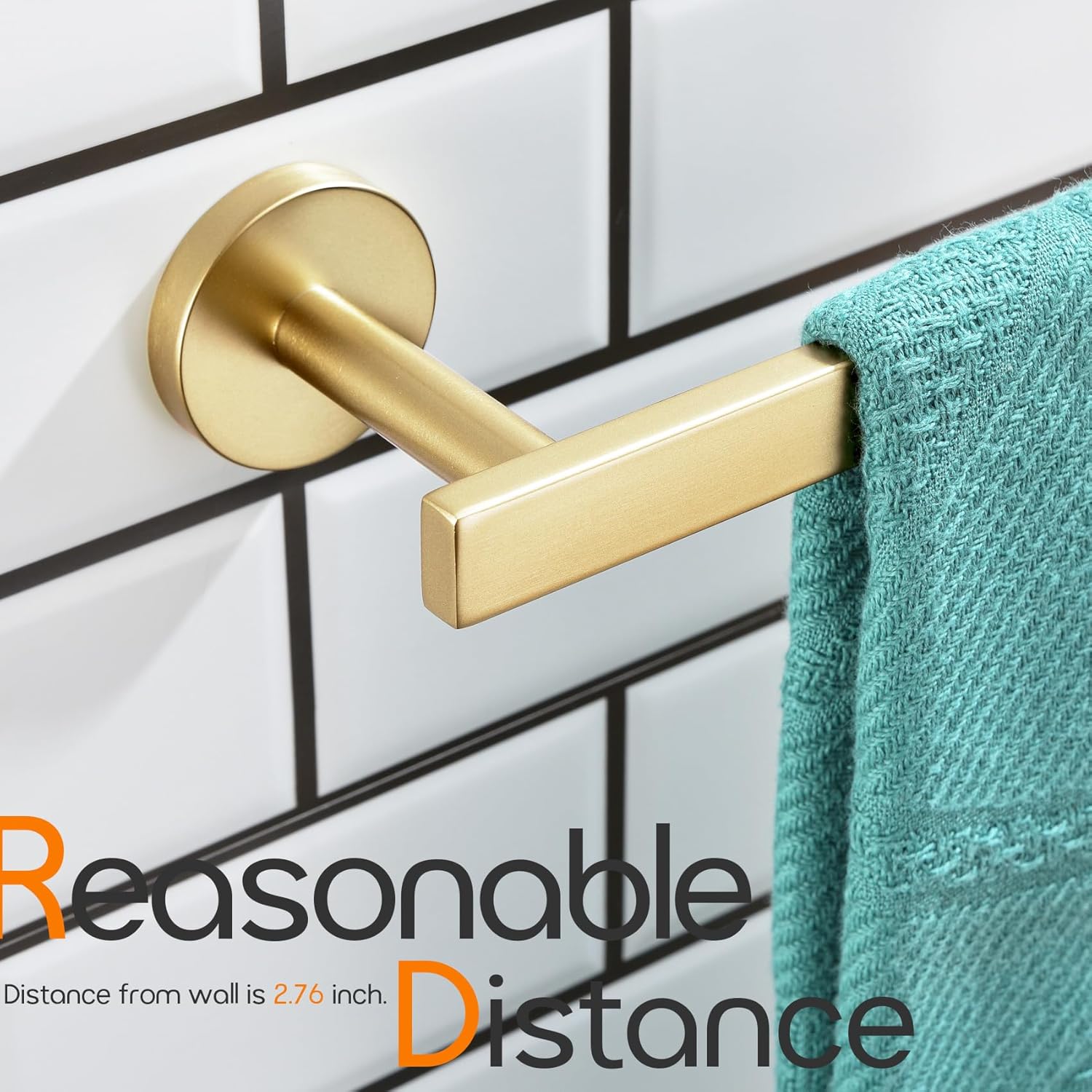 AONEON Hand Towel Ring Stainless Steel Brushed Gold Wall Mounted