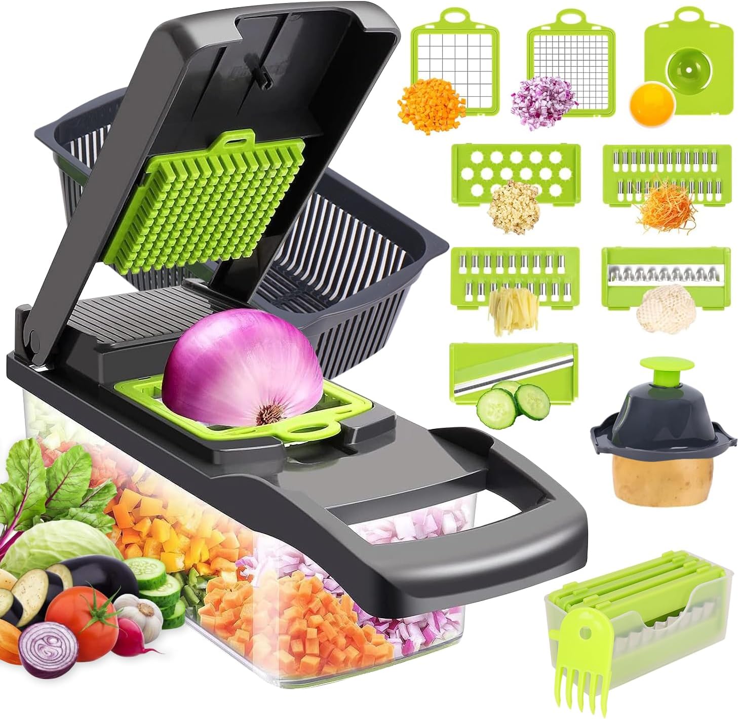 Zividodo 13 in 1 Vegetable Chopper With 8 Blades